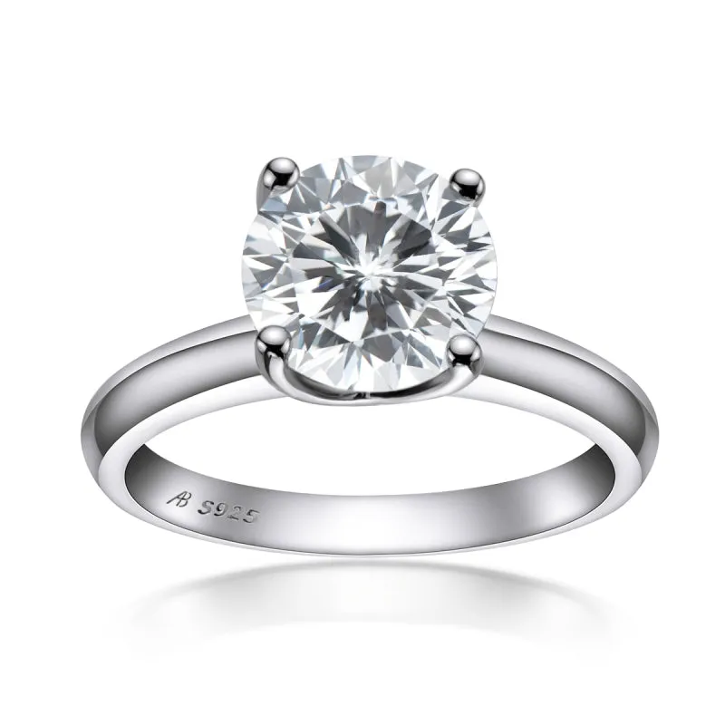 Ainuoshi Round Cut White Created Diamond Solitaire Ring