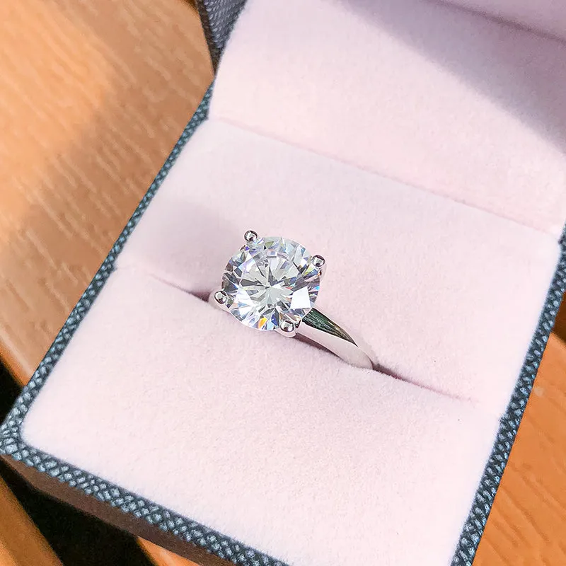 Ainuoshi Round Cut White Created Diamond Solitaire Ring