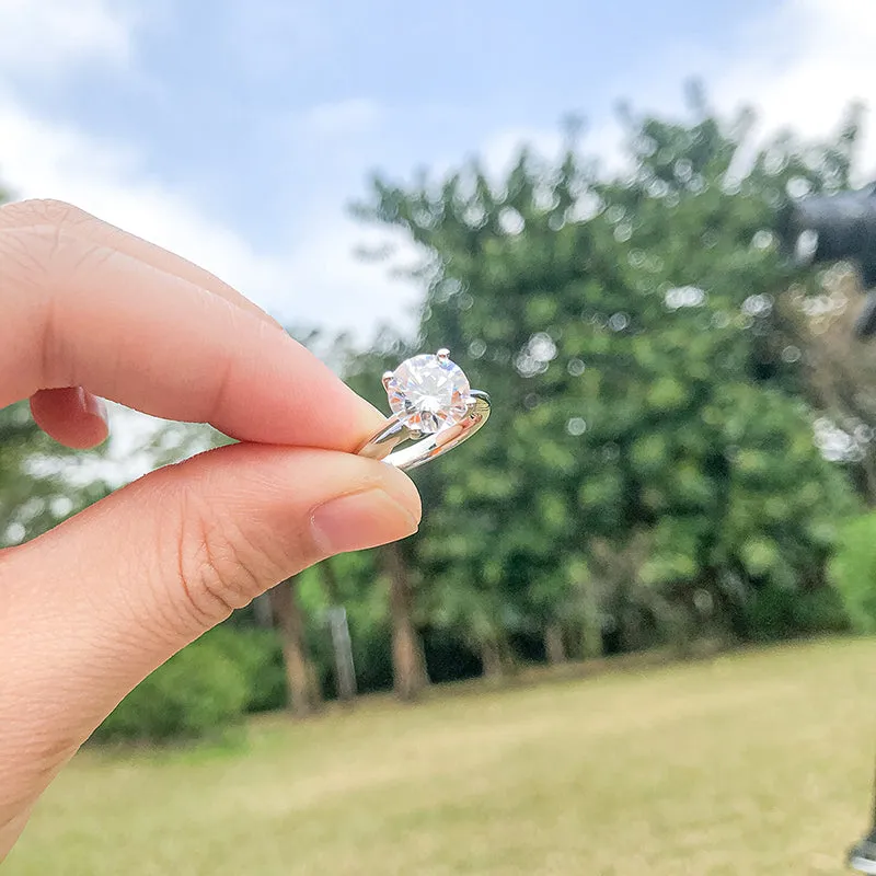 Ainuoshi Round Cut White Created Diamond Solitaire Ring