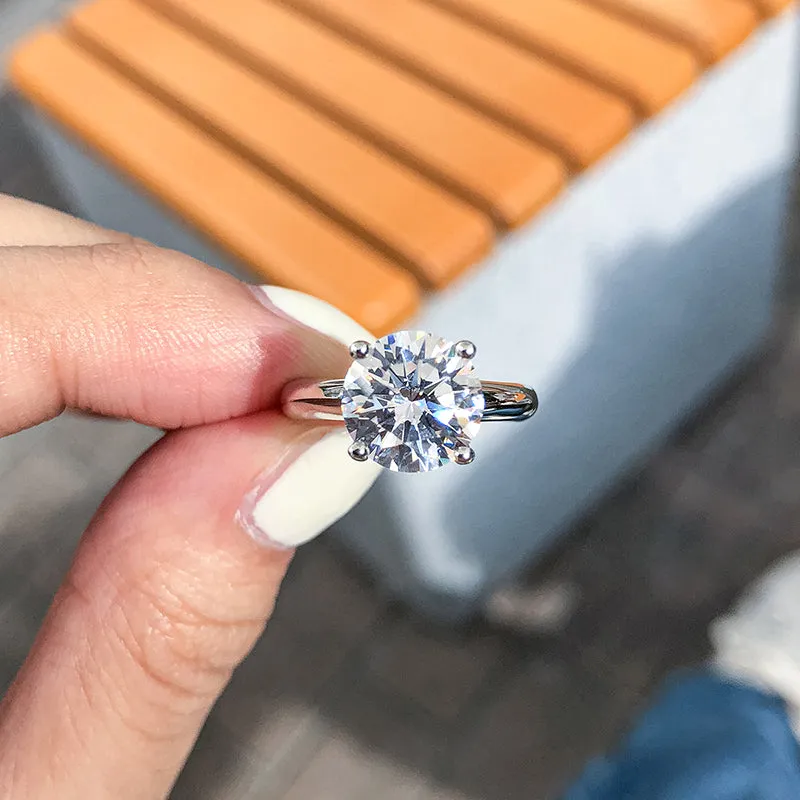 Ainuoshi Round Cut White Created Diamond Solitaire Ring