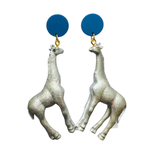 Animal Earrings Silver Giraffe