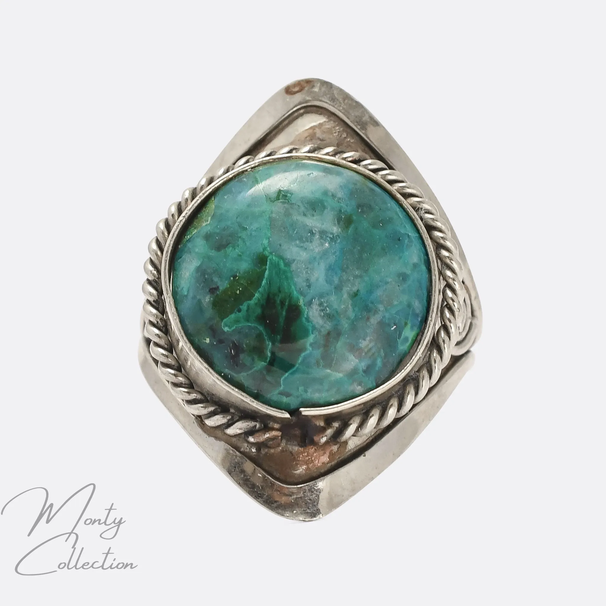 Arts & Crafts Chrysocolla Statement Ring
