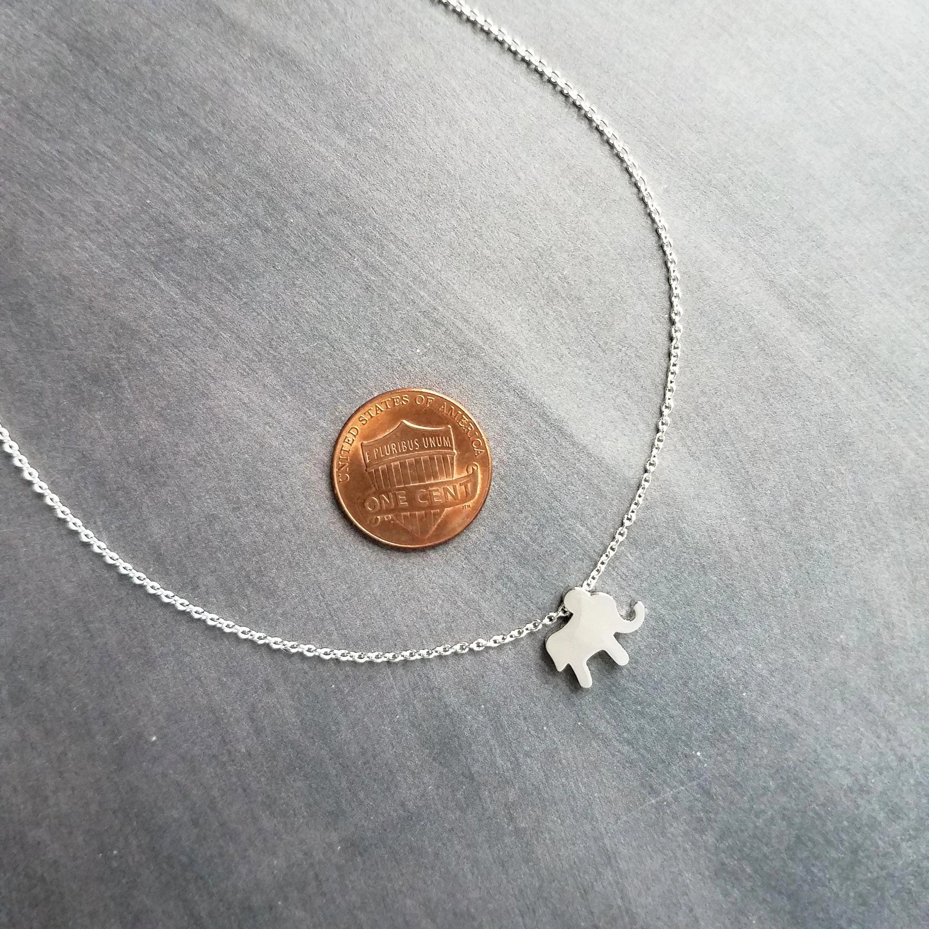 Baby Elephant Necklace, silver elephant necklace, small elephant necklace, tiny elephant necklace, simple elephant charm, elephant pendant