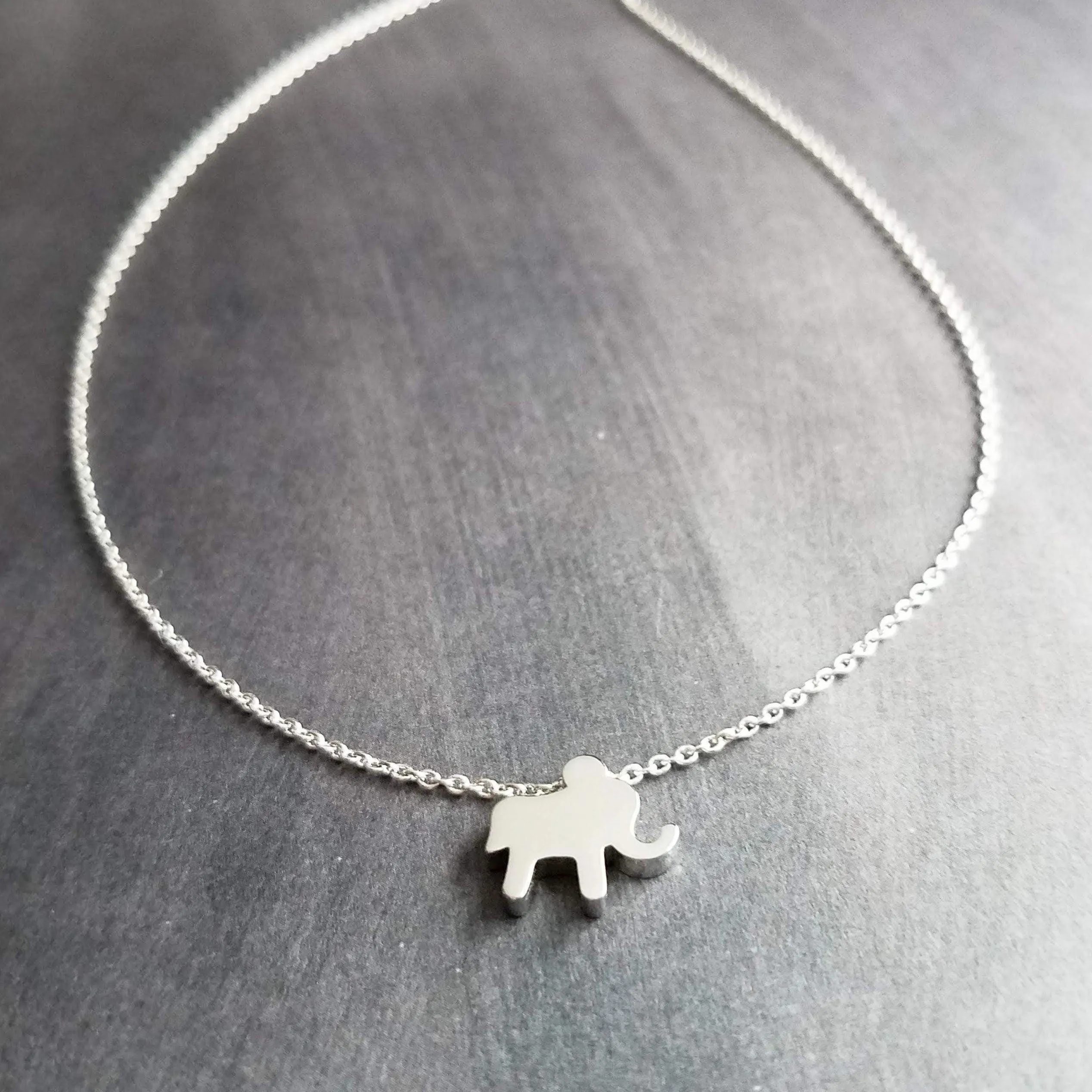 Baby Elephant Necklace, silver elephant necklace, small elephant necklace, tiny elephant necklace, simple elephant charm, elephant pendant