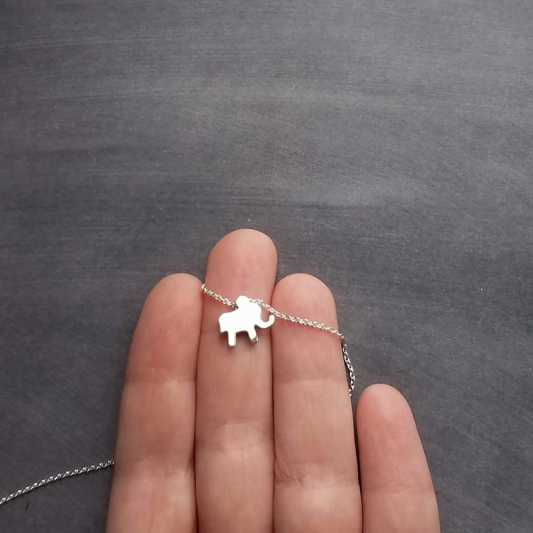 Baby Elephant Necklace, silver elephant necklace, small elephant necklace, tiny elephant necklace, simple elephant charm, elephant pendant