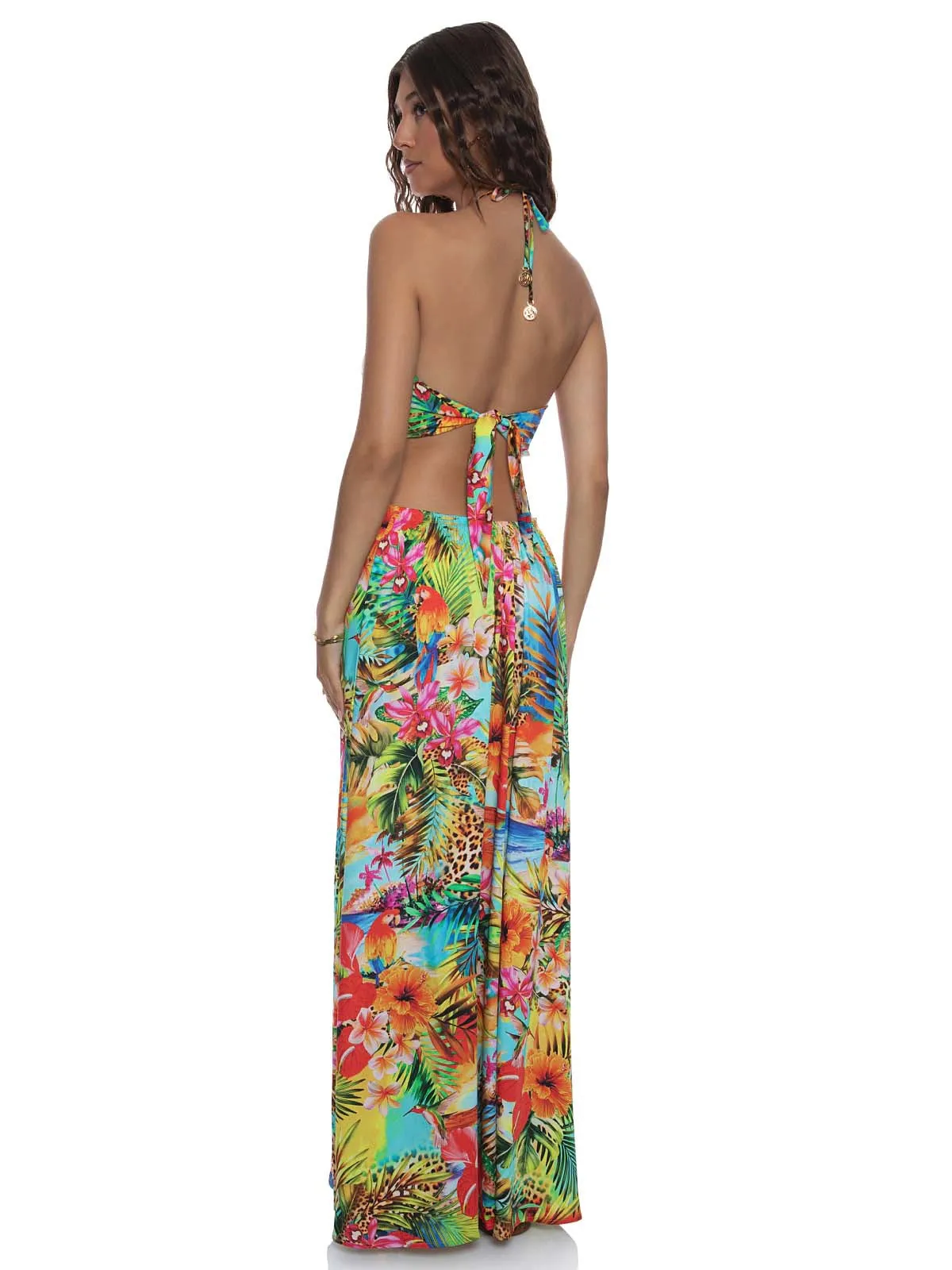 Bandeau Cut Out Front Slit Dress