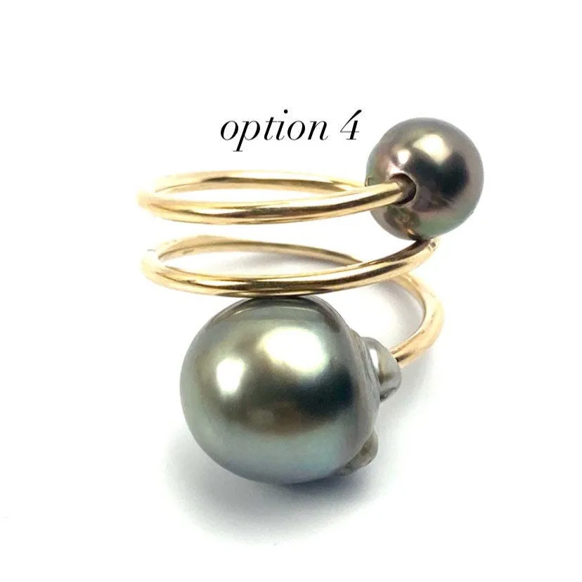 Beautiful Adjustable 14KGF Edison, Tahitian, and South Sea Pearl Rings, 14K Gold Filled, 14K Gold Fill,Sku GPR-15