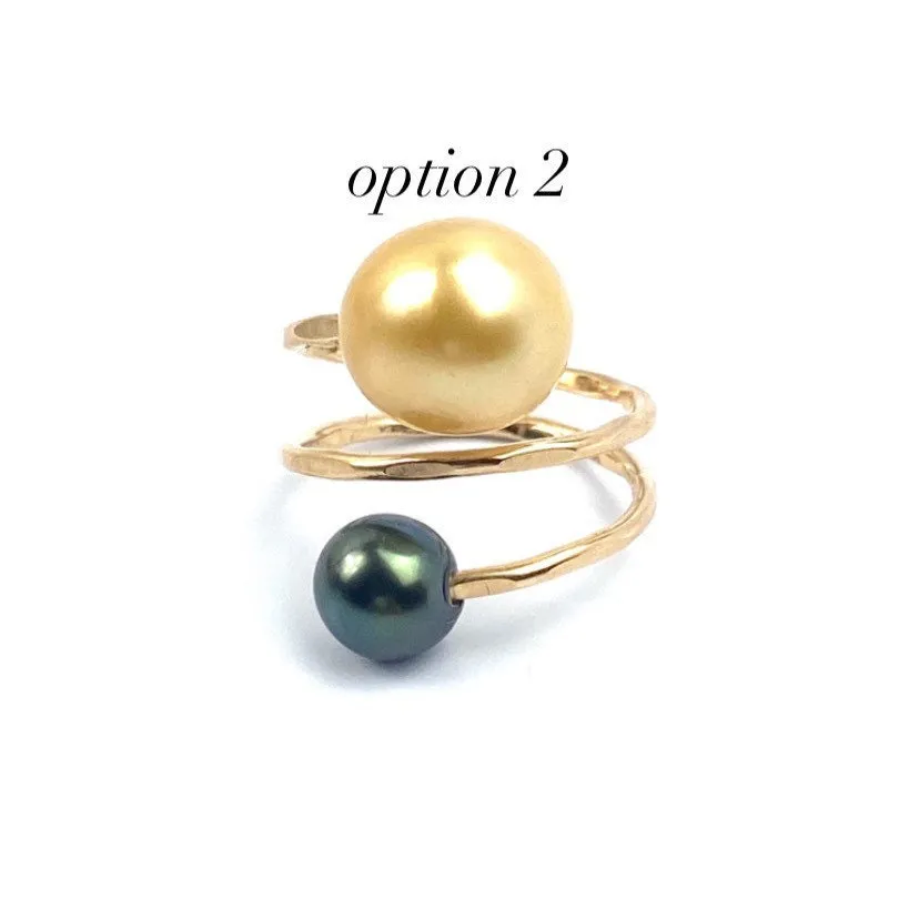 Beautiful Adjustable 14KGF Edison, Tahitian, and South Sea Pearl Rings, 14K Gold Filled, 14K Gold Fill,Sku GPR-15
