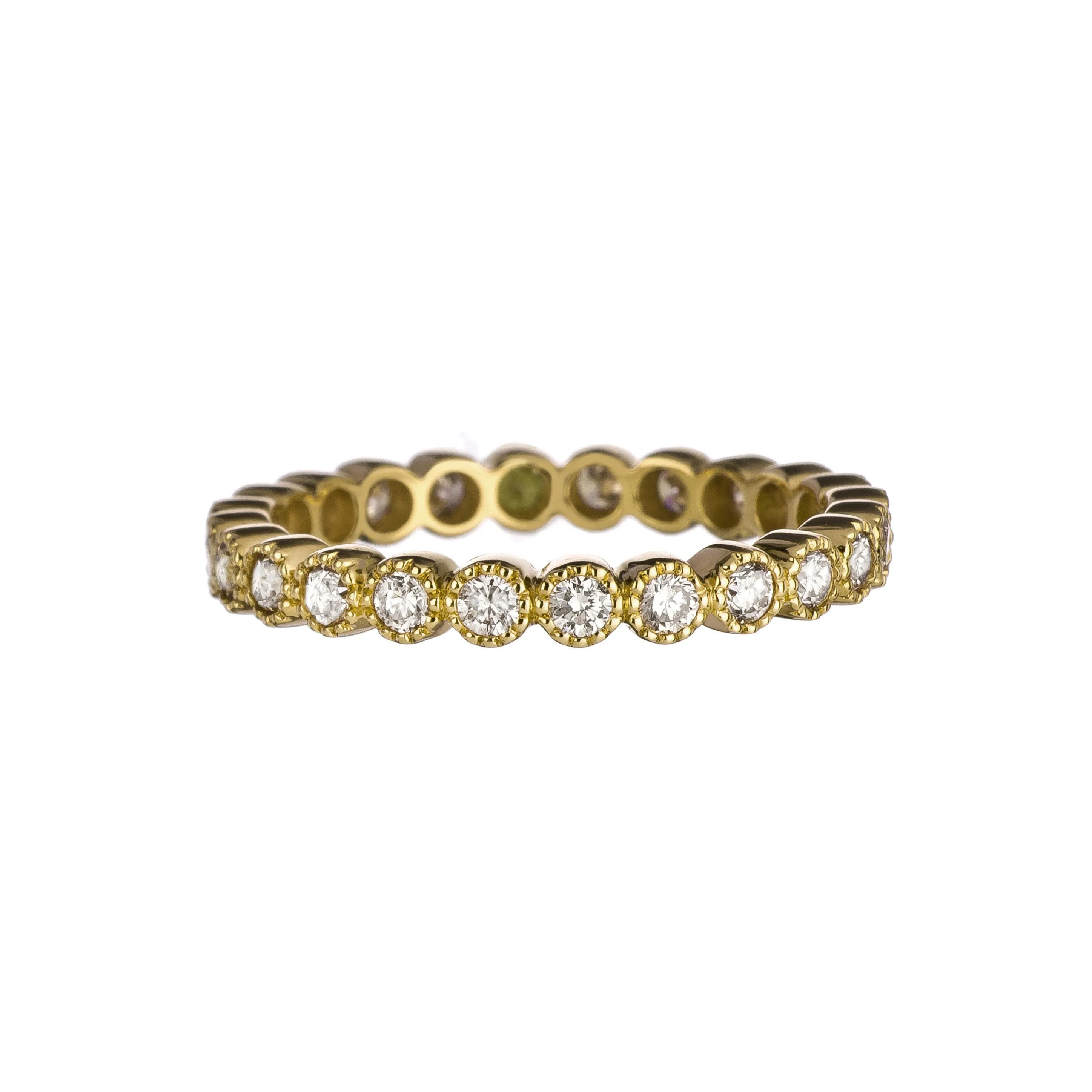 Bezel White Diamond Band - Yellow Gold