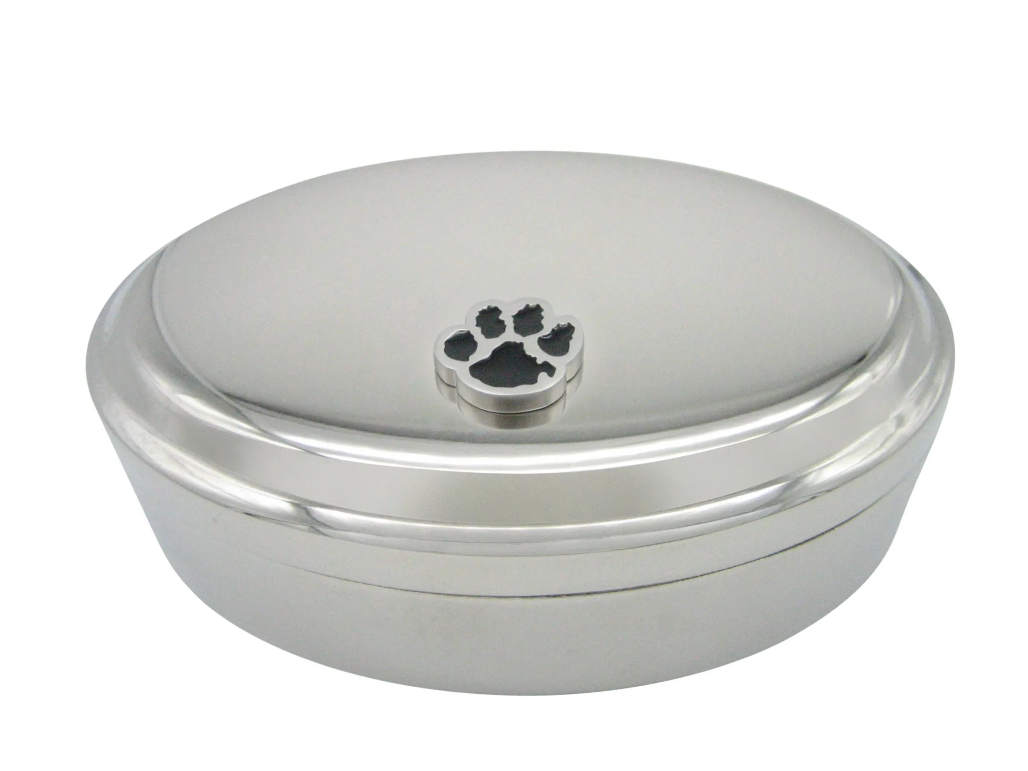 Black Animal Paw Pendant Oval Trinket Jewelry Box