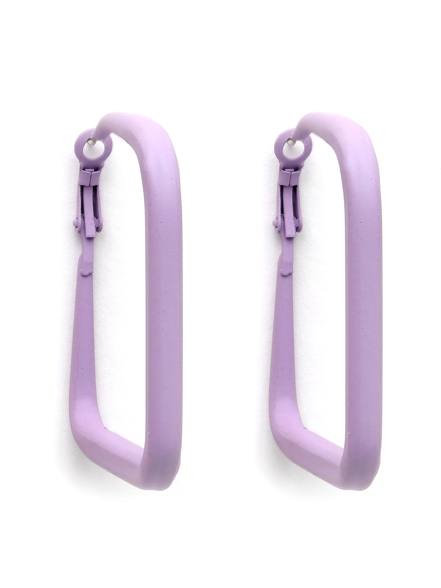 Bohey by KARATCART Lilac Matte Finish Square Hoop EarringS for Women