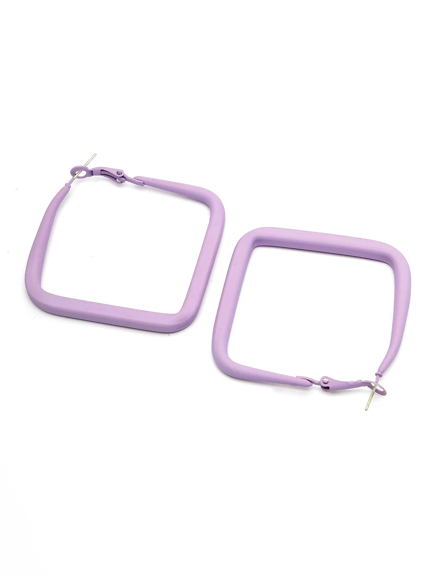 Bohey by KARATCART Lilac Matte Finish Square Hoop EarringS for Women