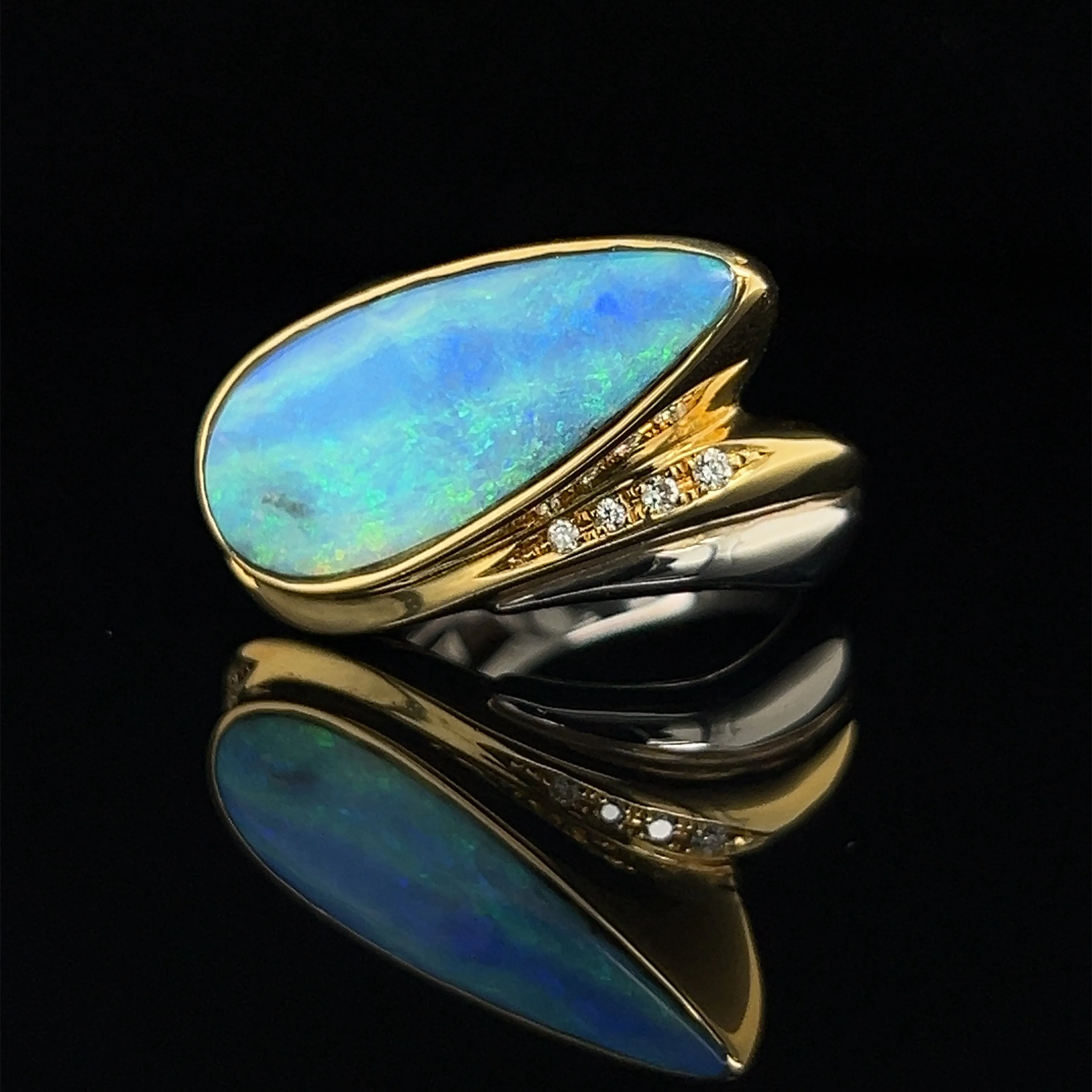 Boulder Opal and Diamond Ring 18k/Platinum