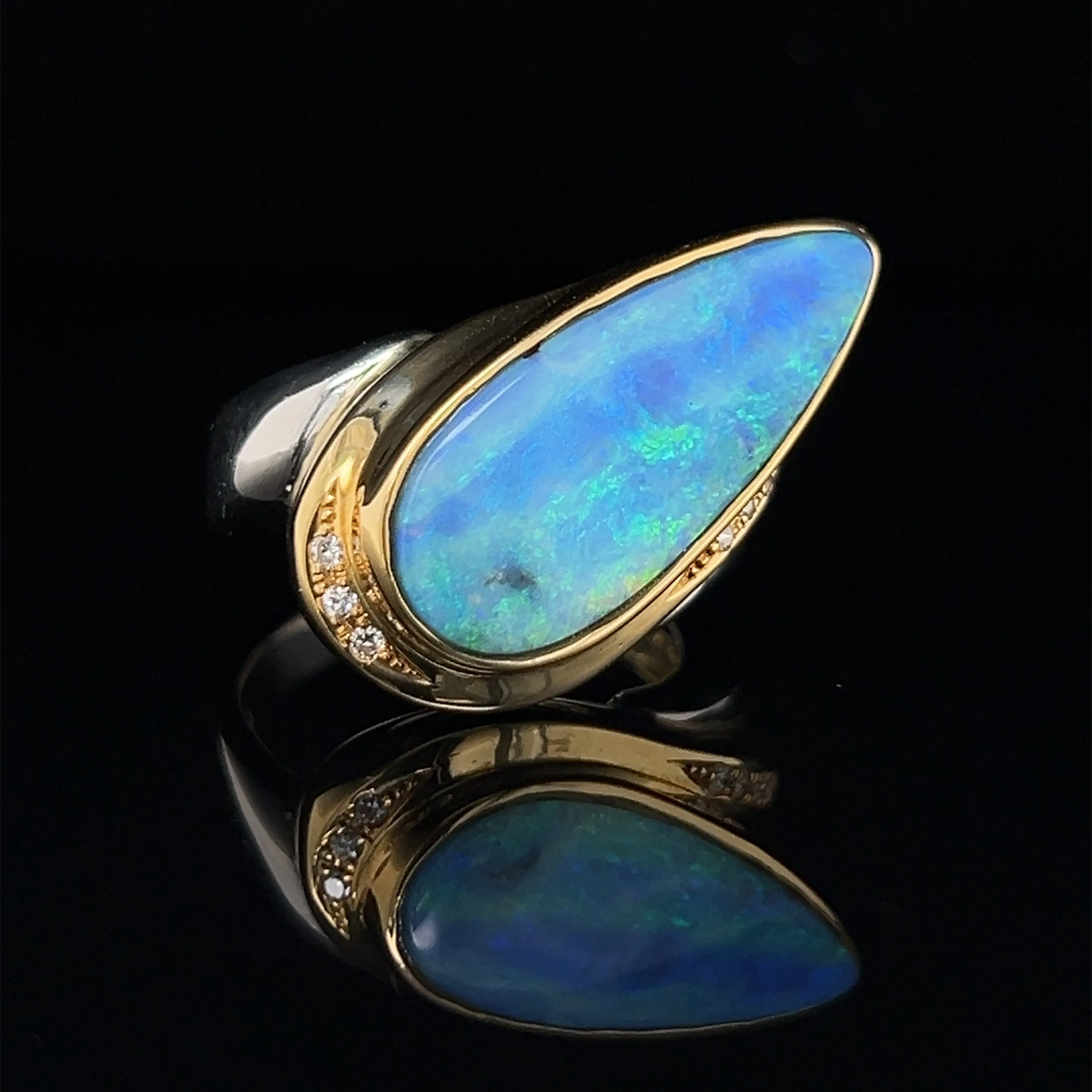 Boulder Opal and Diamond Ring 18k/Platinum