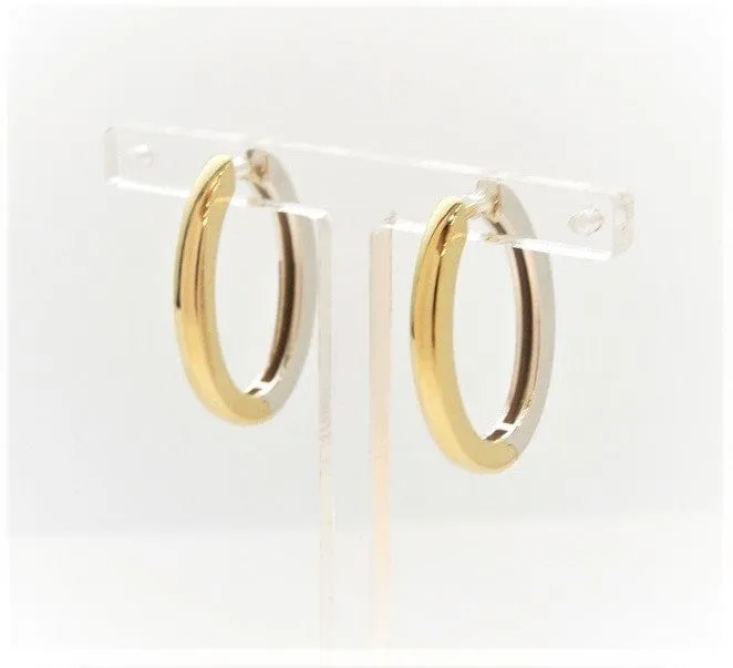 Breuning 14K Two-Tone Gold Oval Hoop Earrings