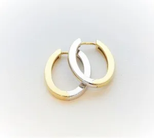 Breuning 14K Two-Tone Gold Oval Hoop Earrings