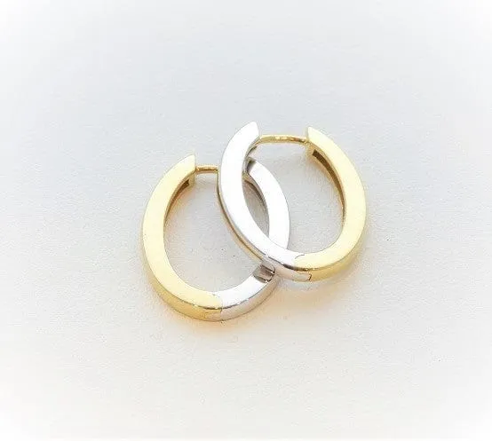 Breuning 14K Two-Tone Gold Oval Hoop Earrings