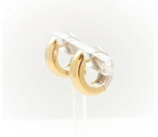 Breuning Two-Tone Gold 15mm Wide Oval Huggie Earrings