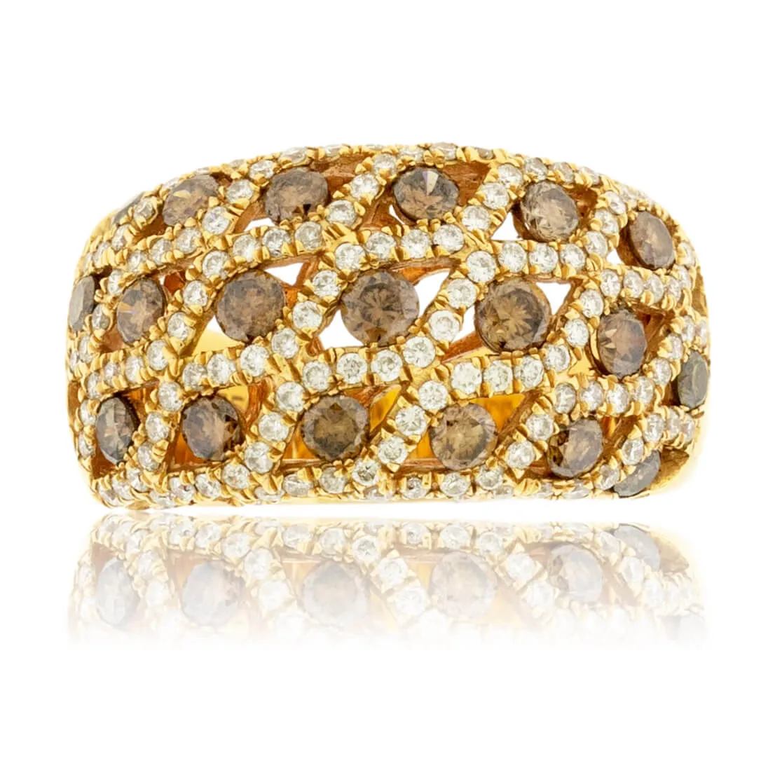 Brown and White Diamond Accented Ring