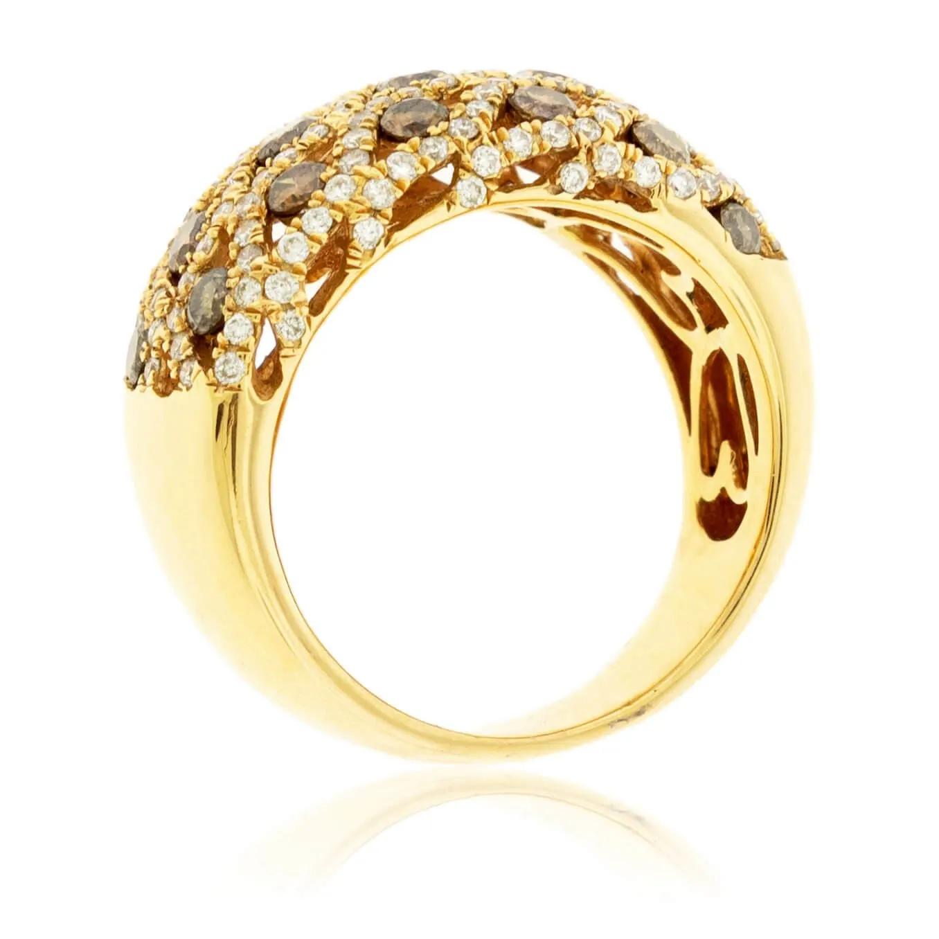 Brown and White Diamond Accented Ring