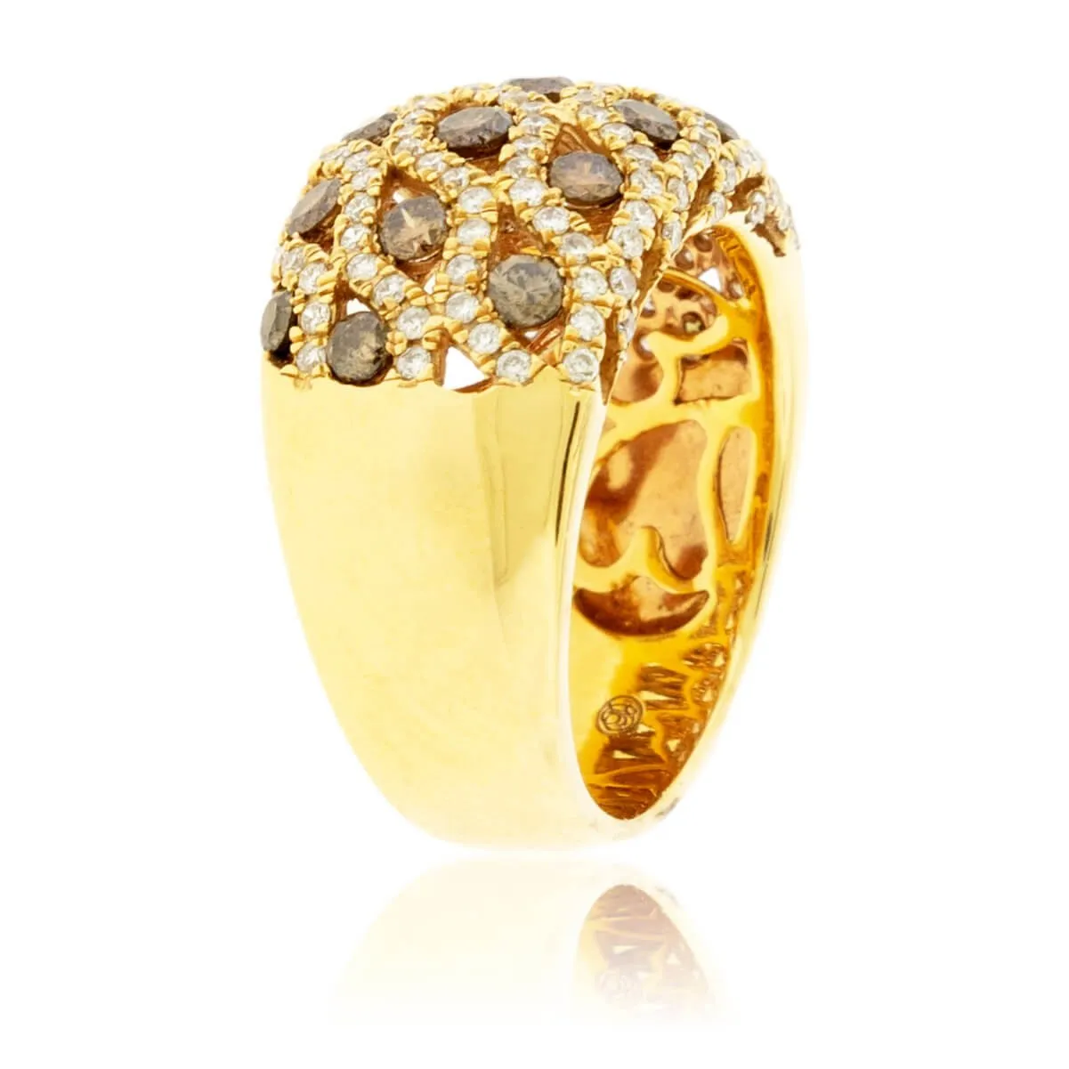 Brown and White Diamond Accented Ring