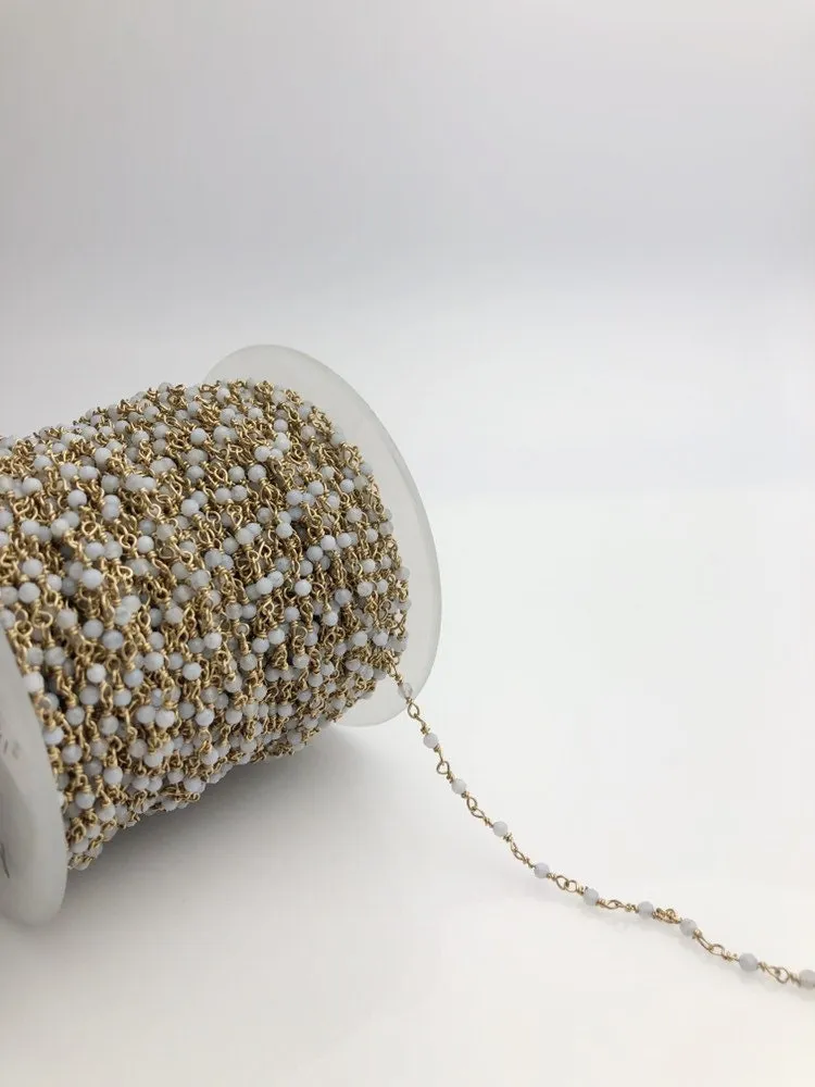 Chalcedony & 14k Gold Fill Wire by the foot, hand wrapped gemstones, Gold filled made in USA