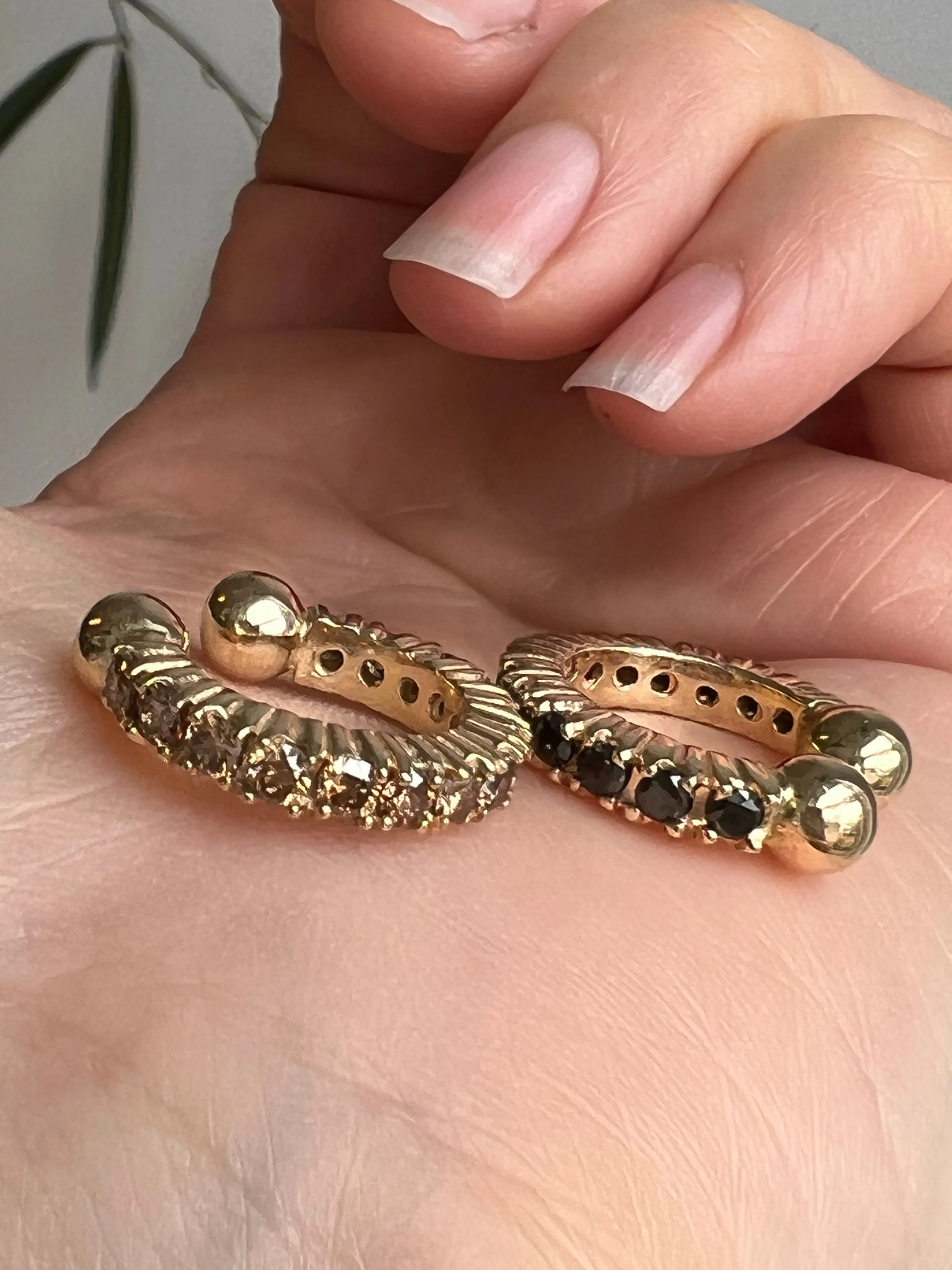 Champagne Diamond Gemstone Ear Cuff (17mm)