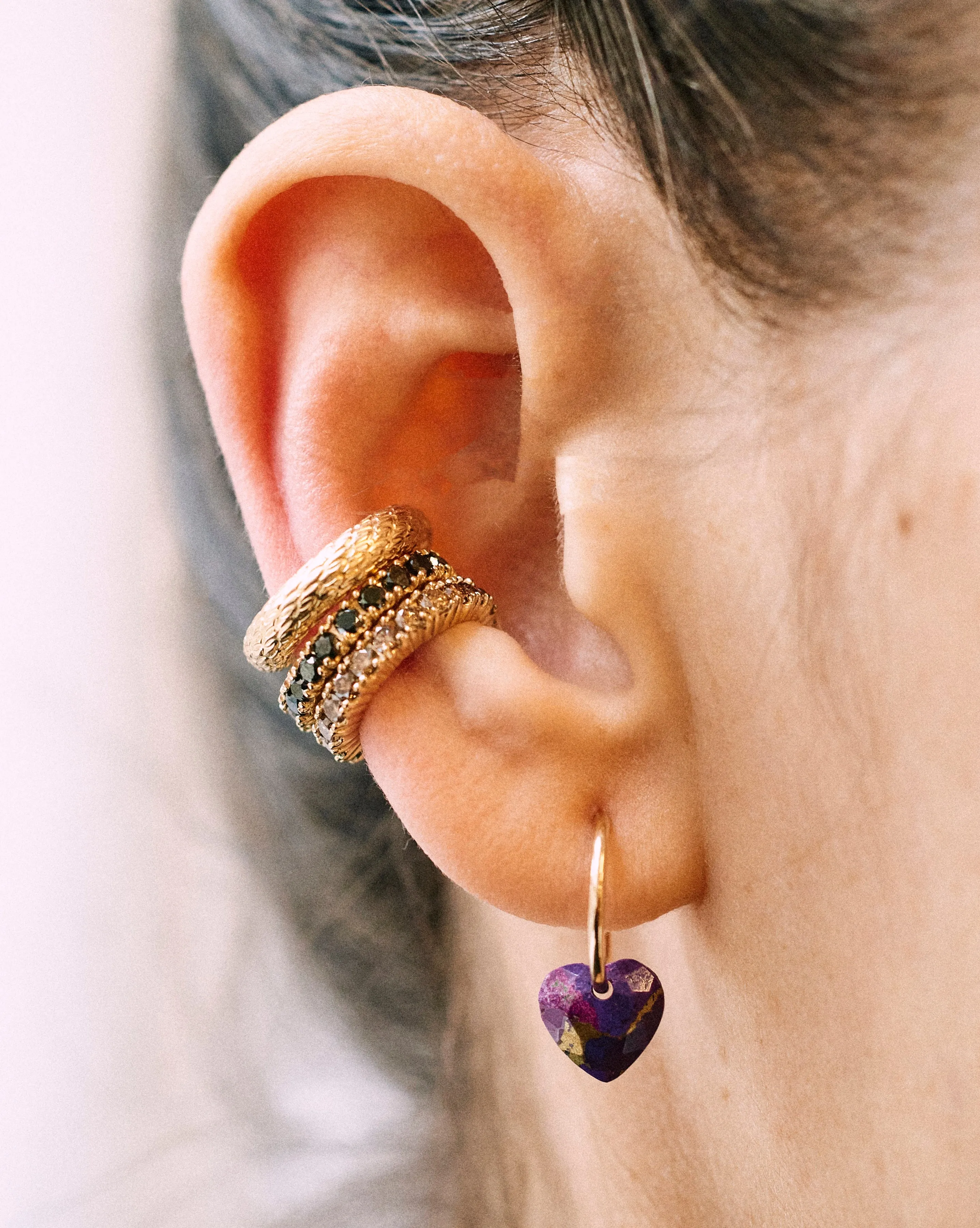 Champagne Diamond Gemstone Ear Cuff (17mm)