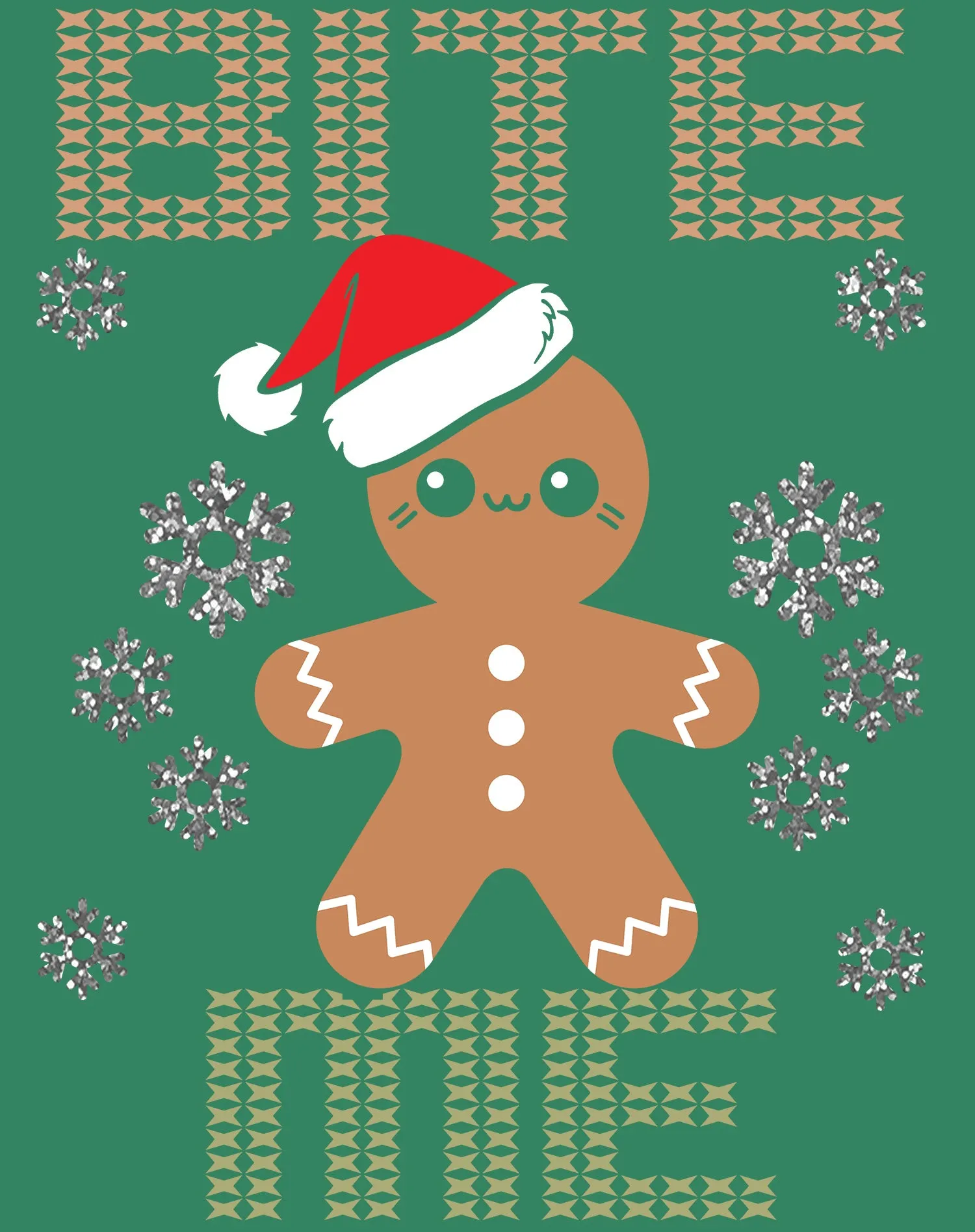 Christmas Gingerbread Man Bite Me Snowflake Meme Cute Fun Kid's T-Shirt