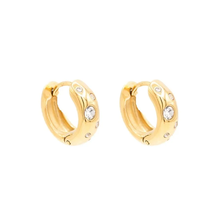 Circle Cubic Zirconia Huggie Hoop Earring