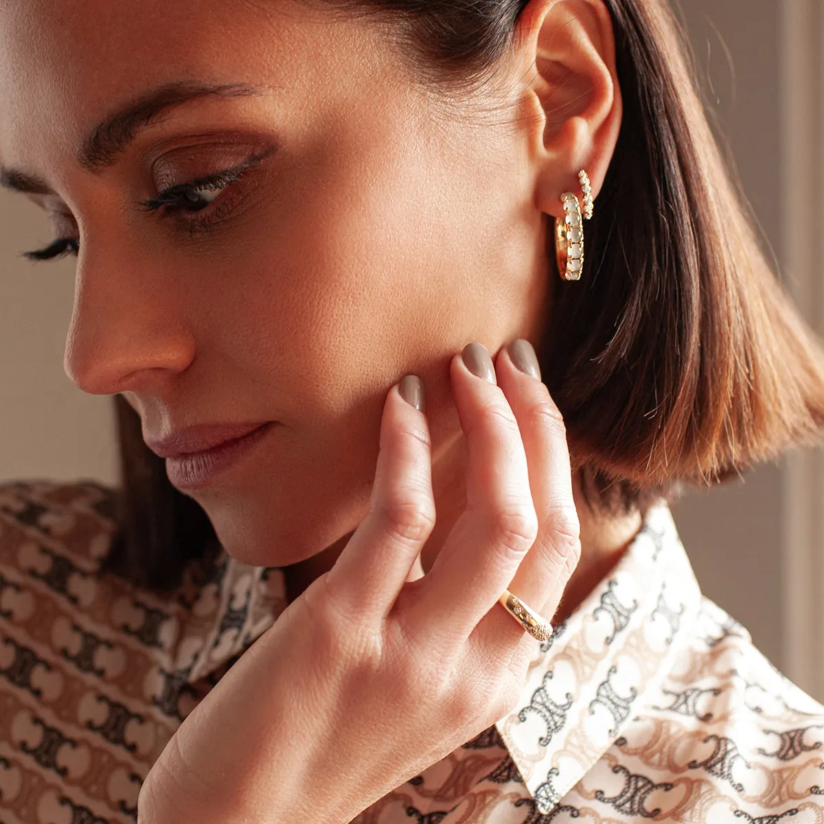 Claire Bezel Hoop Earrings