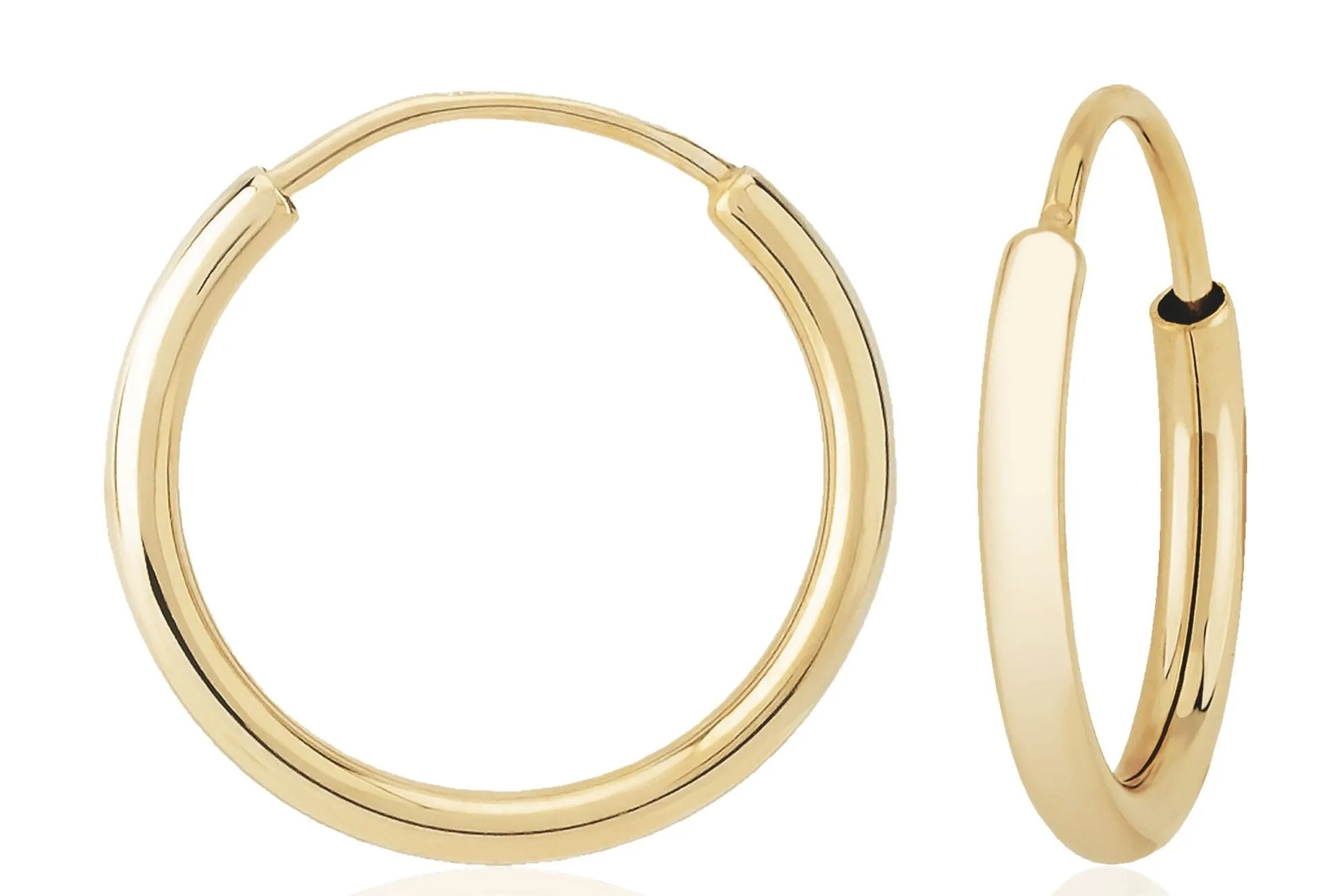 Classic 15mm Yellow Gold Endless Hoops