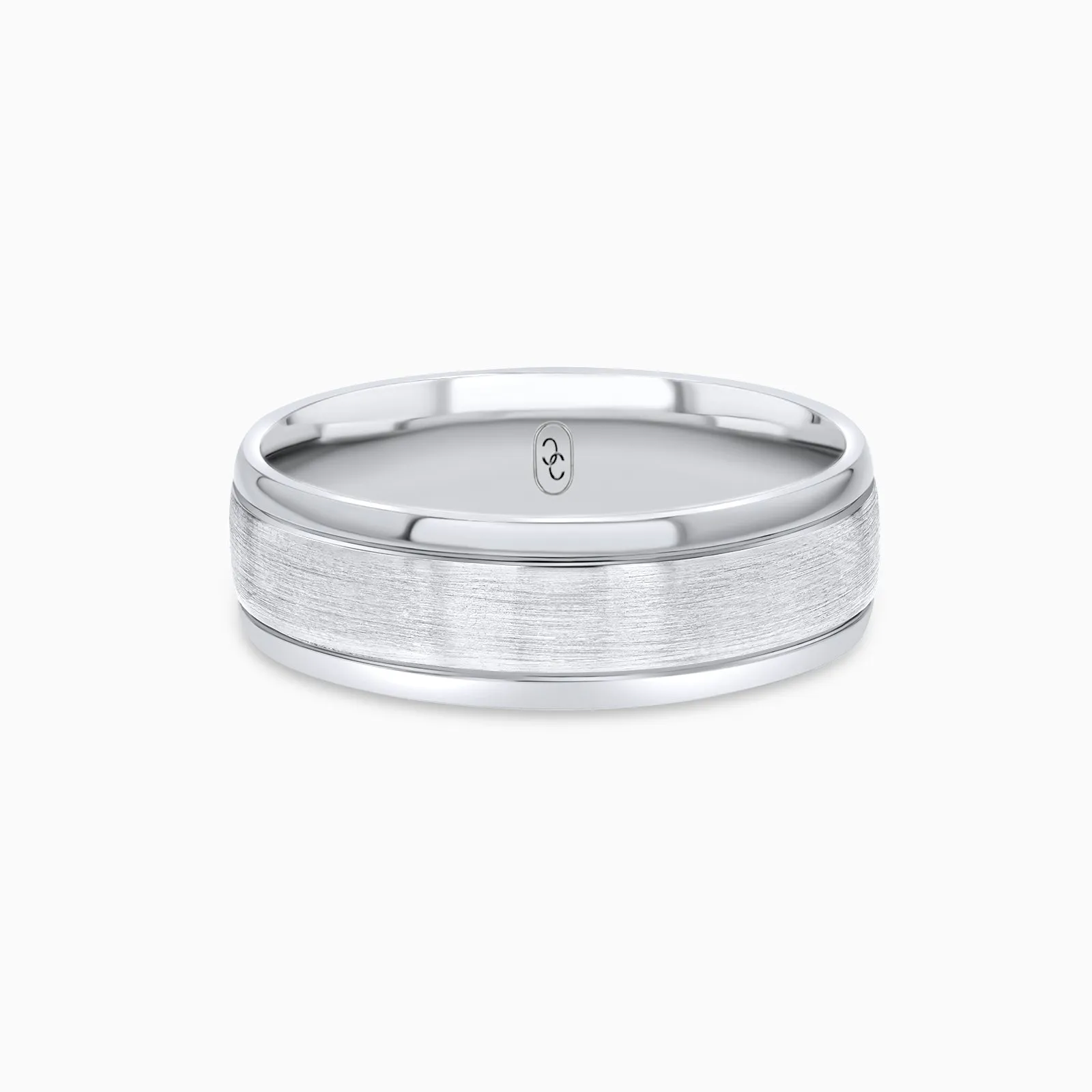 Classic Brushed Edge Men's Ring 6.5MM in 18K Solid Gold or Platinum