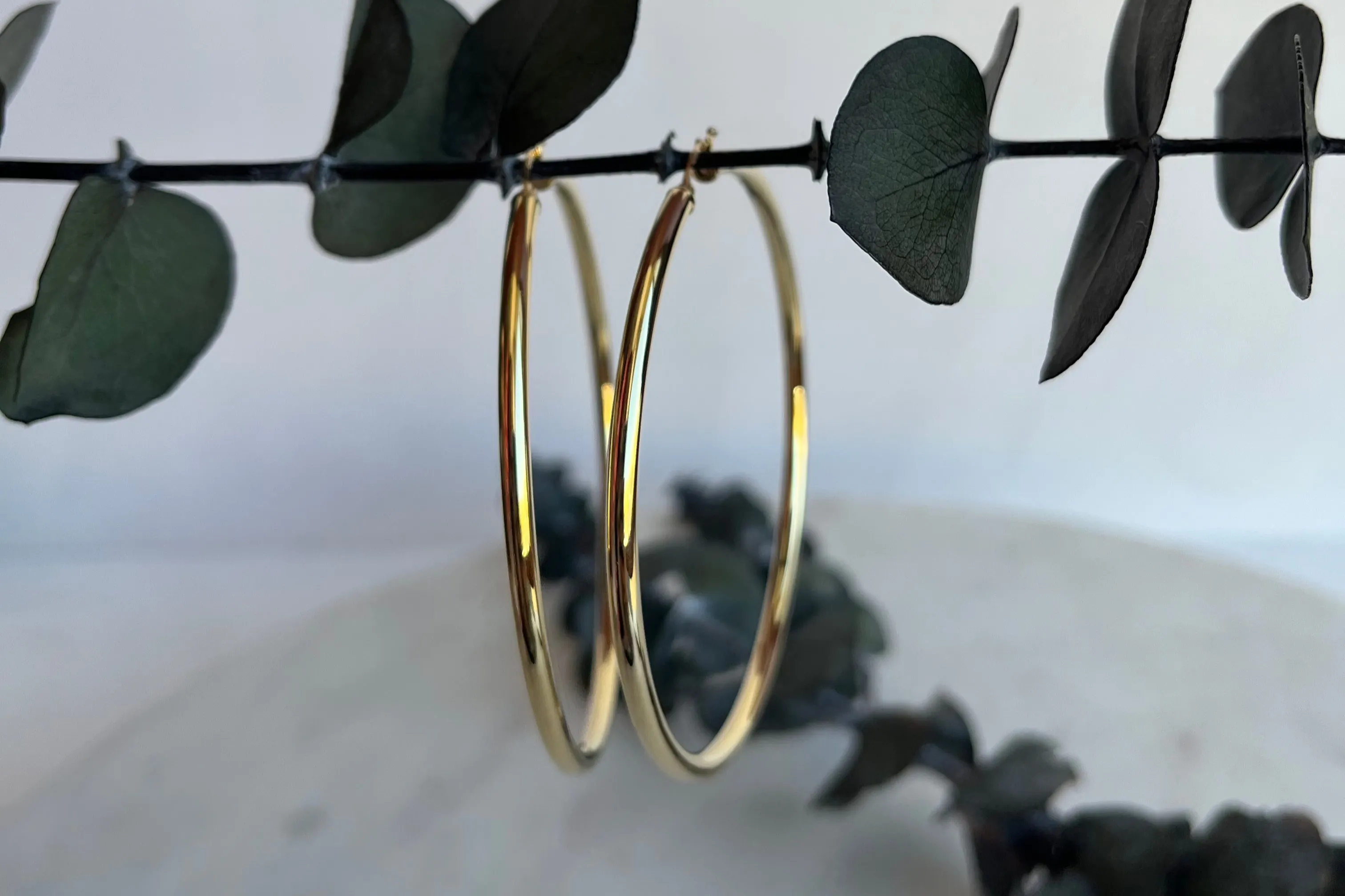 Classic Extra Large Yellow Gold Hoop Earrings