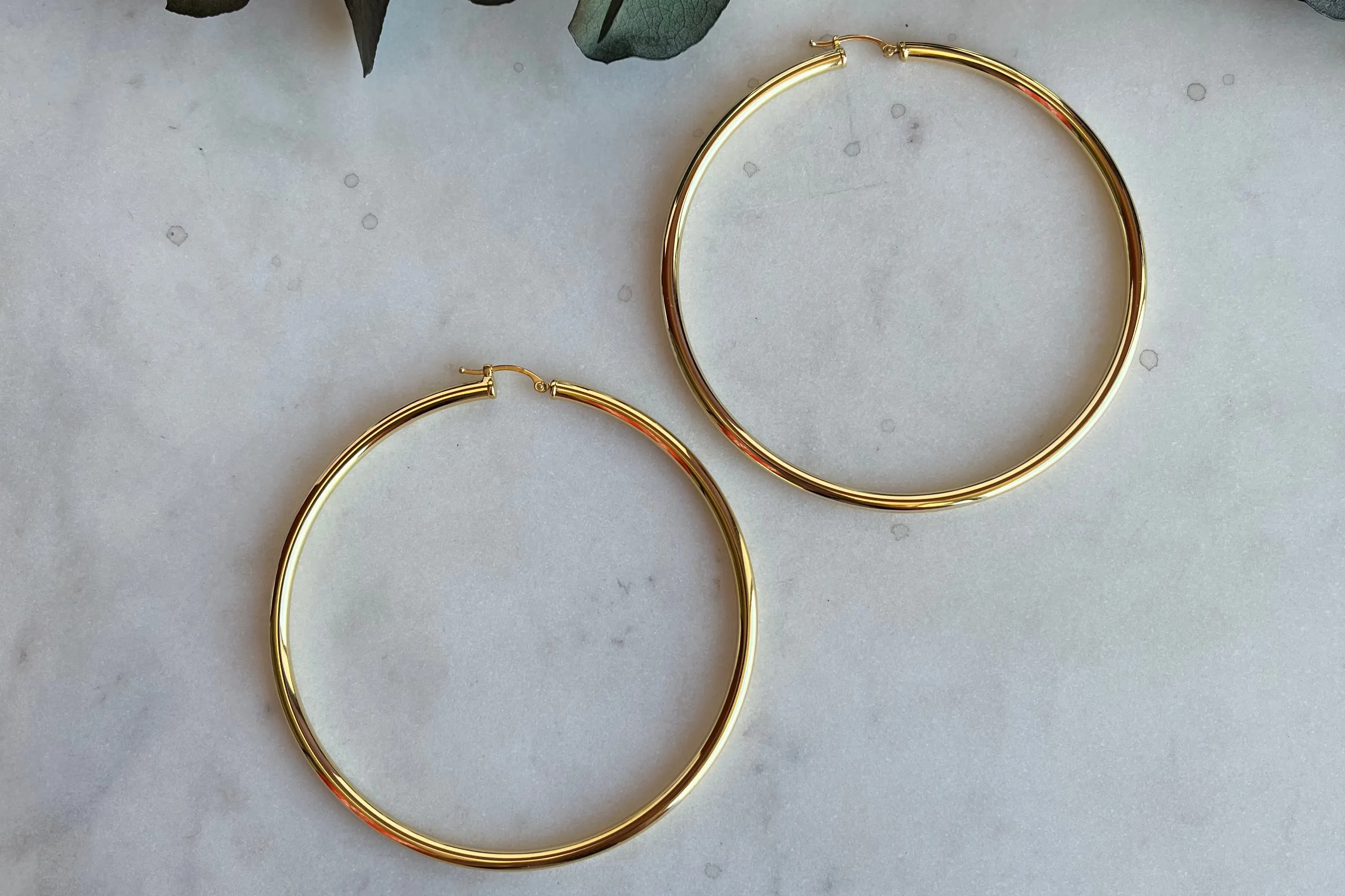 Classic Extra Large Yellow Gold Hoop Earrings