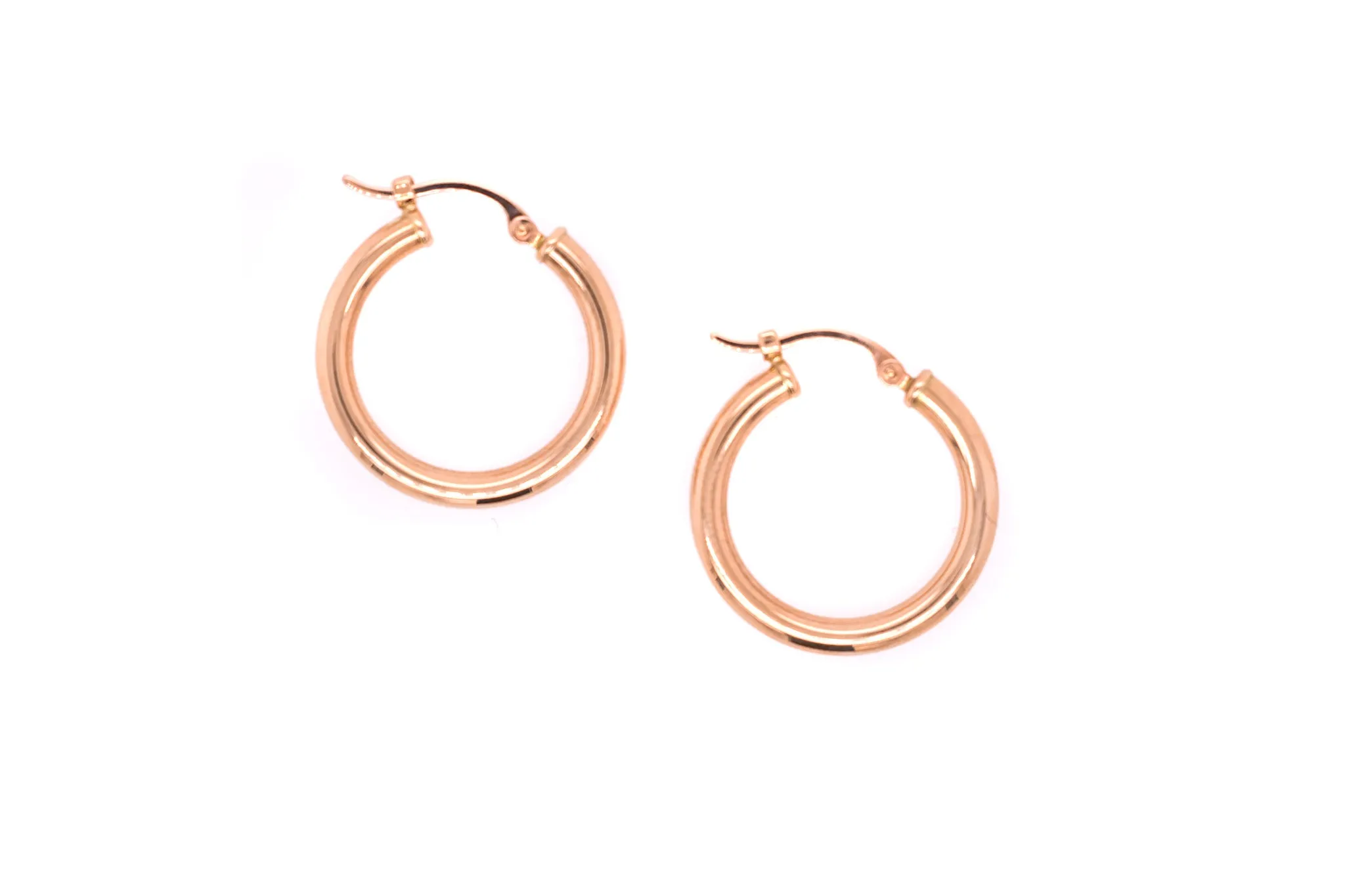 Classic Round Tube Rose Gold Hoop Earrings