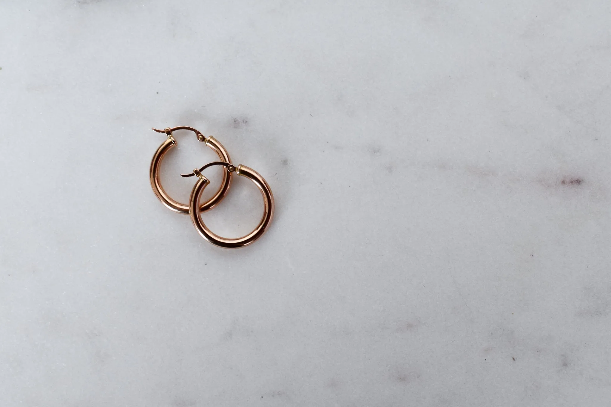 Classic Round Tube Rose Gold Hoop Earrings