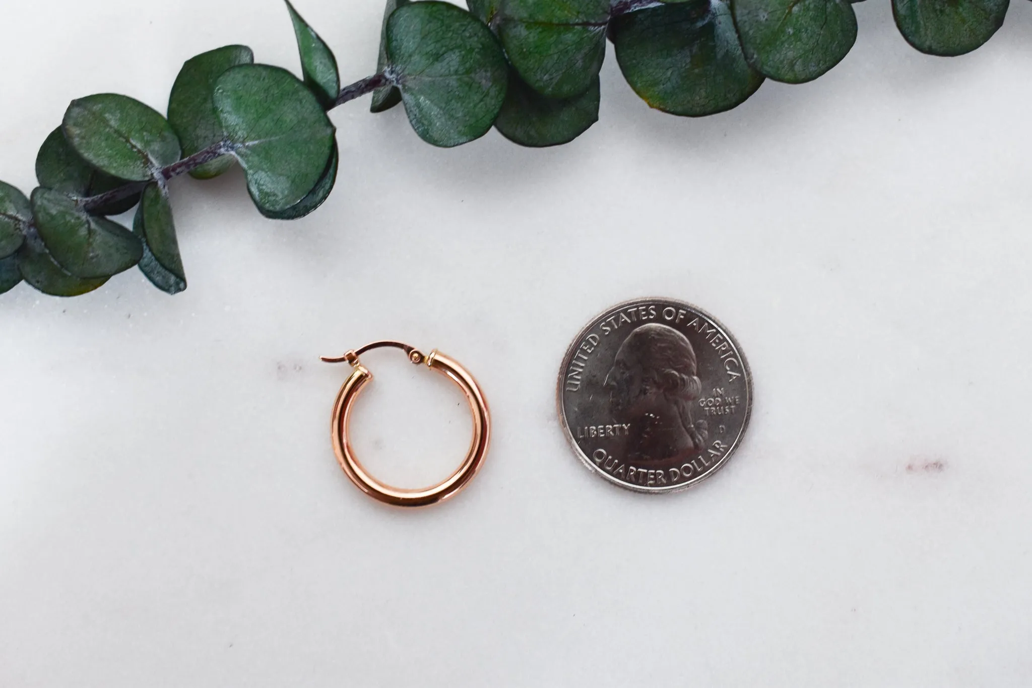 Classic Round Tube Rose Gold Hoop Earrings