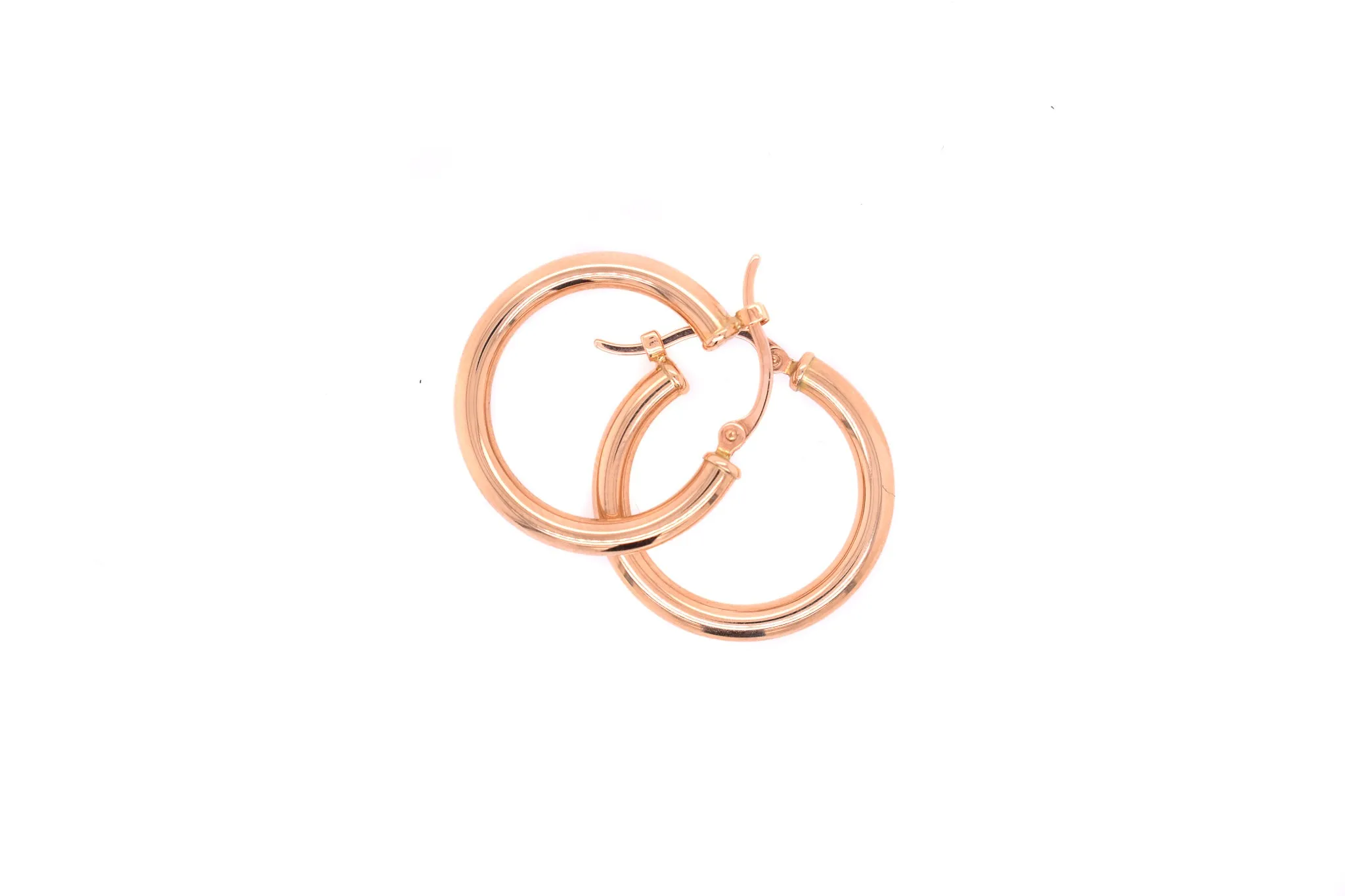 Classic Round Tube Rose Gold Hoop Earrings
