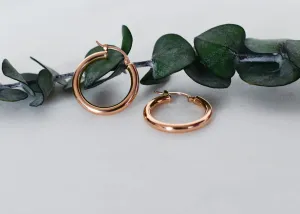 Classic Round Tube Rose Gold Hoop Earrings