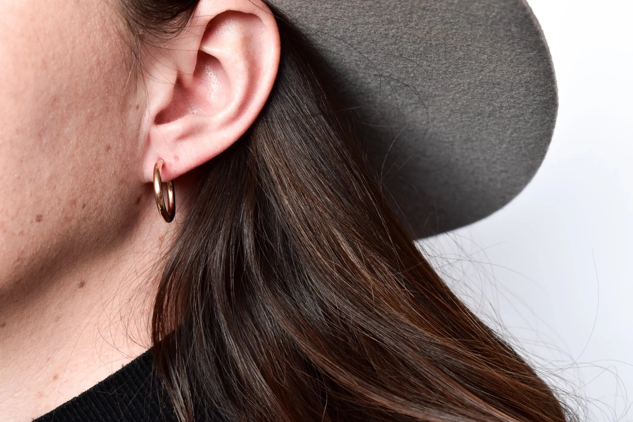Classic Round Tube Rose Gold Hoop Earrings