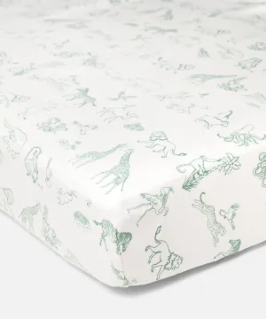 Crib Sheet, Seafoam Animal Parade