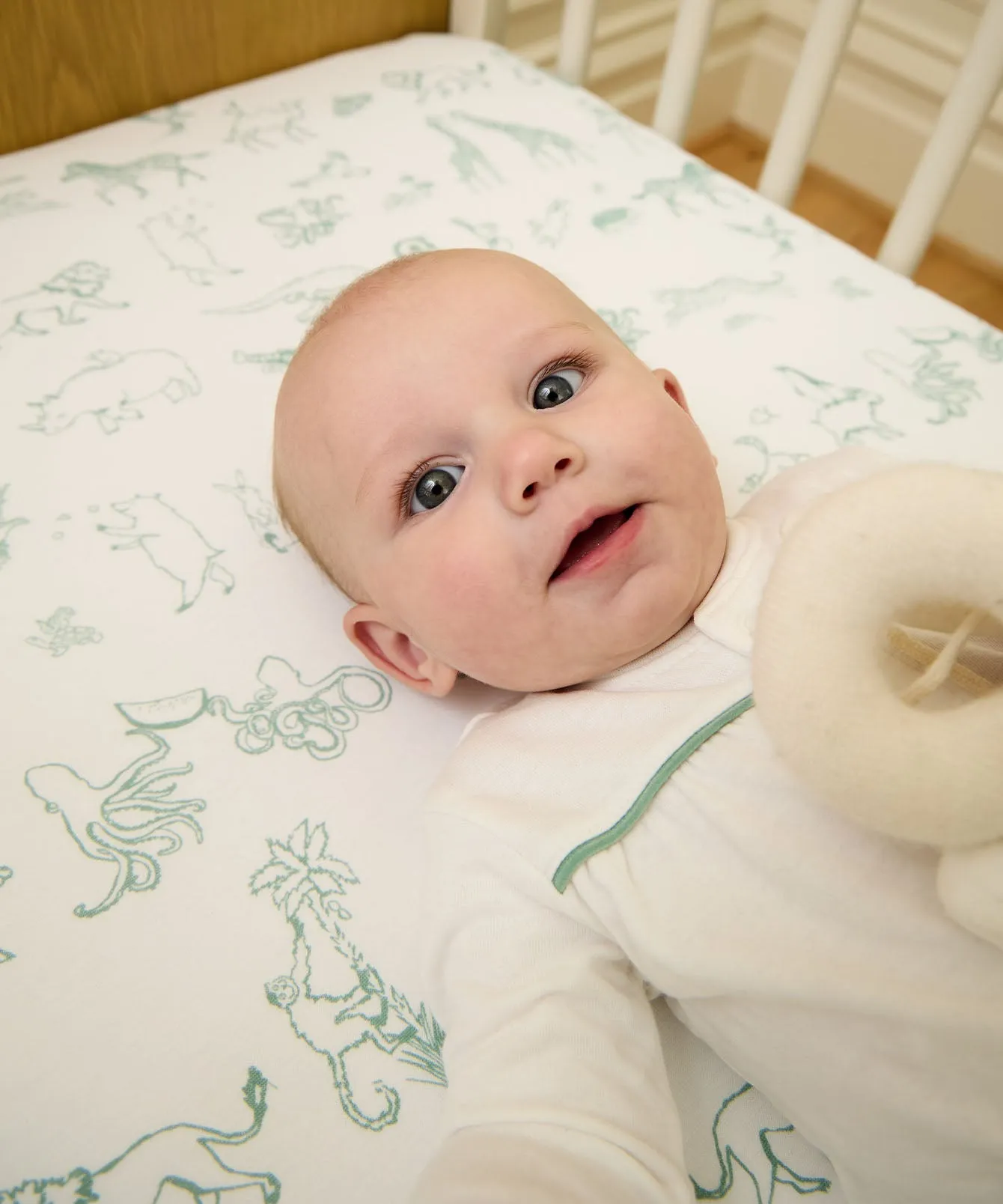 Crib Sheet, Seafoam Animal Parade