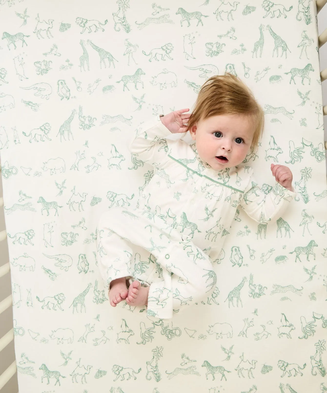 Crib Sheet, Seafoam Animal Parade