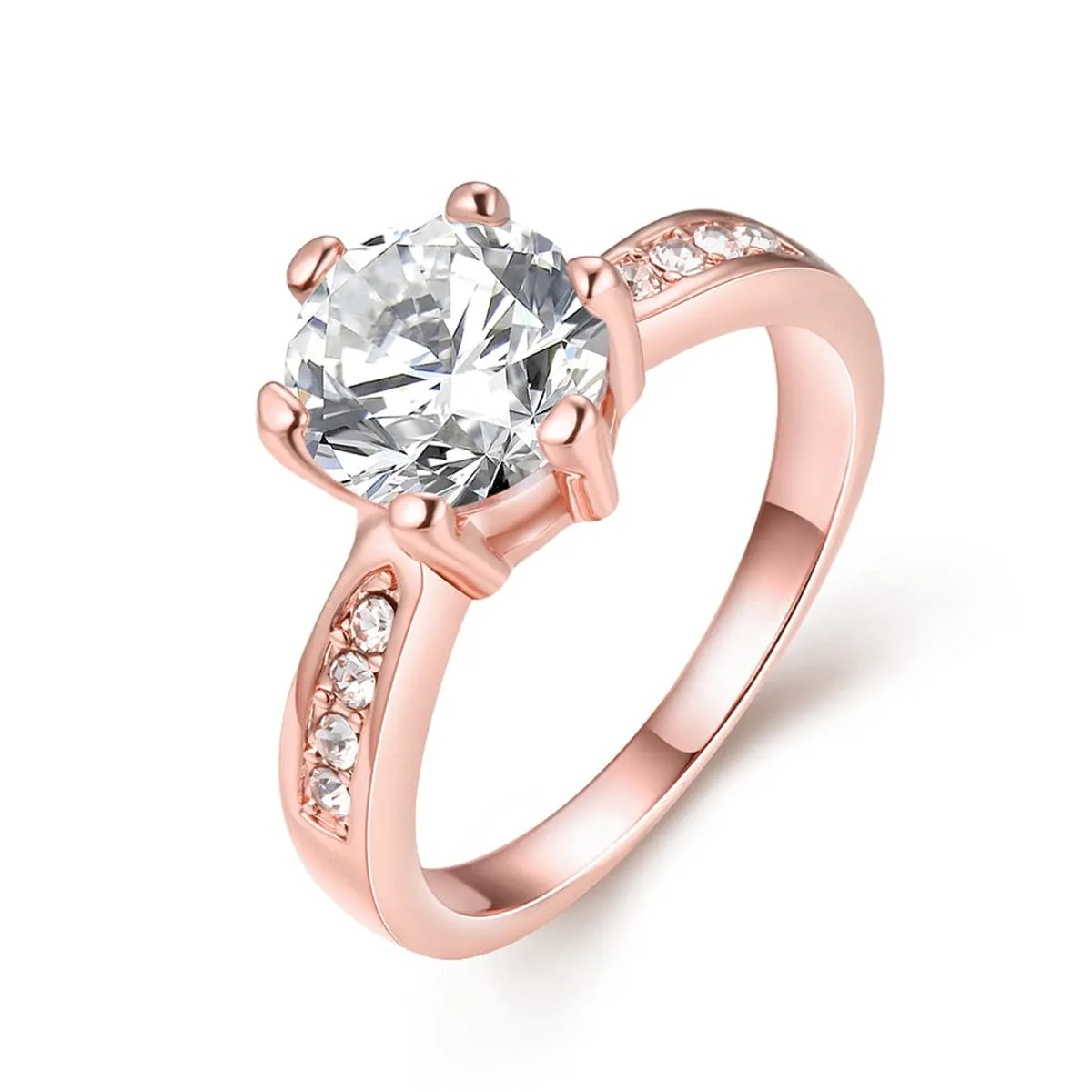 Crystal & 18K Rose Gold-Plated Prong-Set Statement Ring