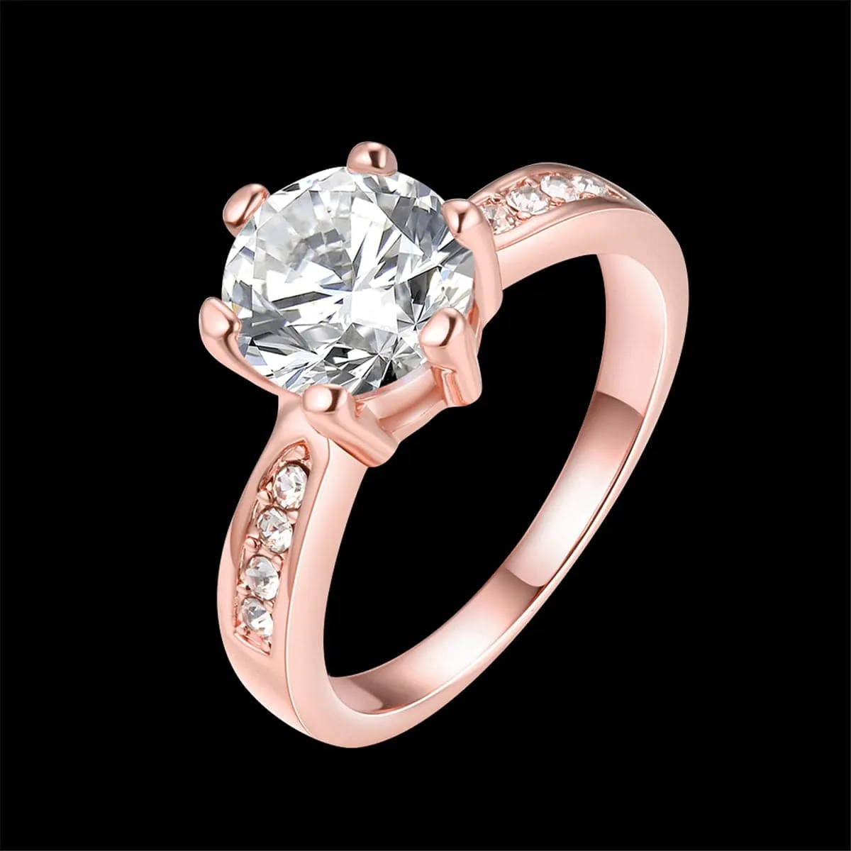 Crystal & 18K Rose Gold-Plated Prong-Set Statement Ring