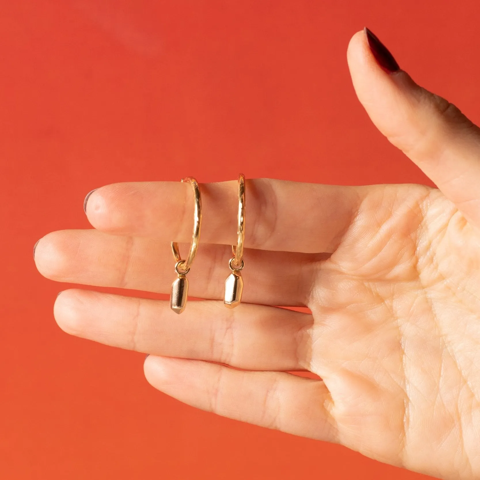 CRYSTAL POINT NUGGET HOOPS | 14K GOLD