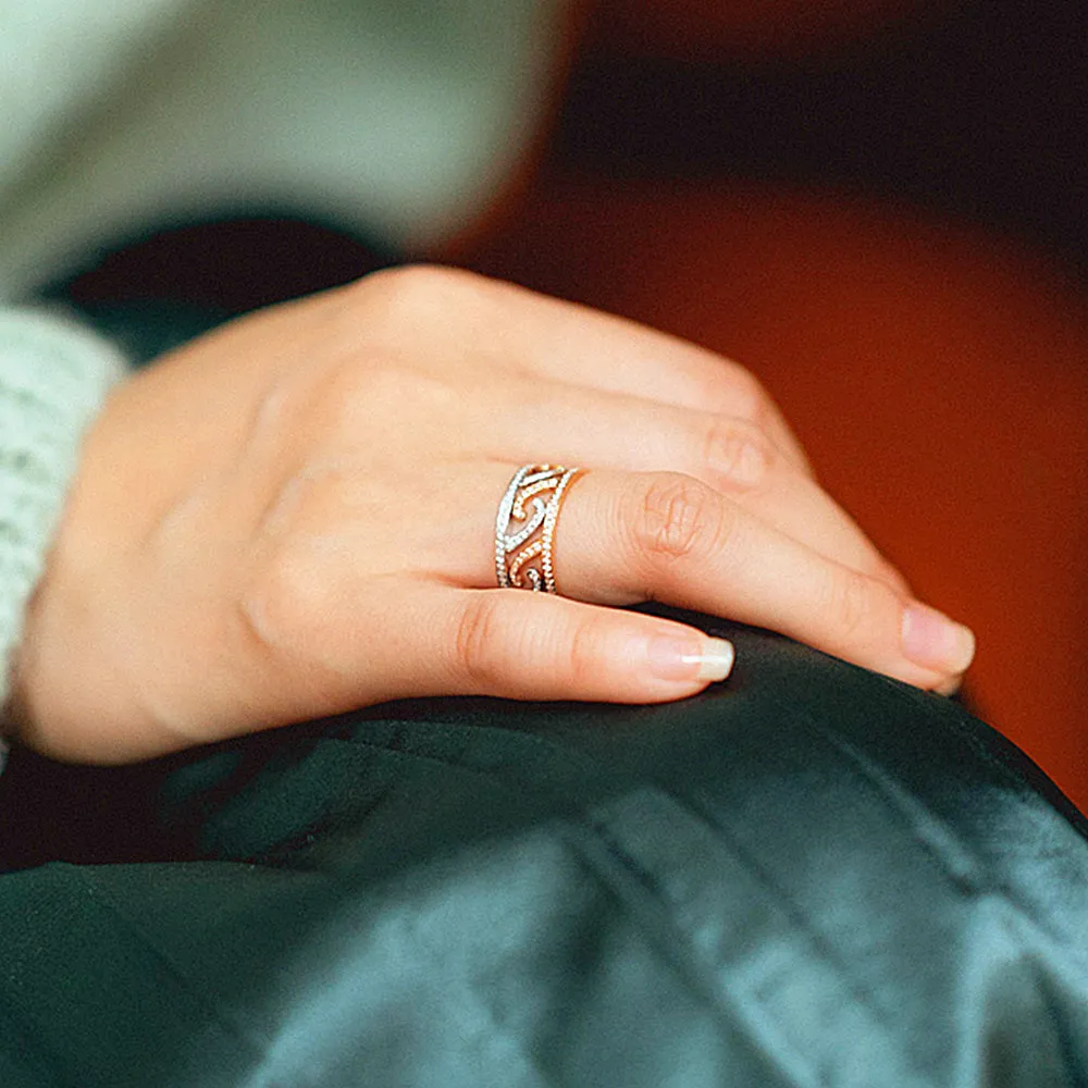 Curved Hollow Diamond Eternity Band