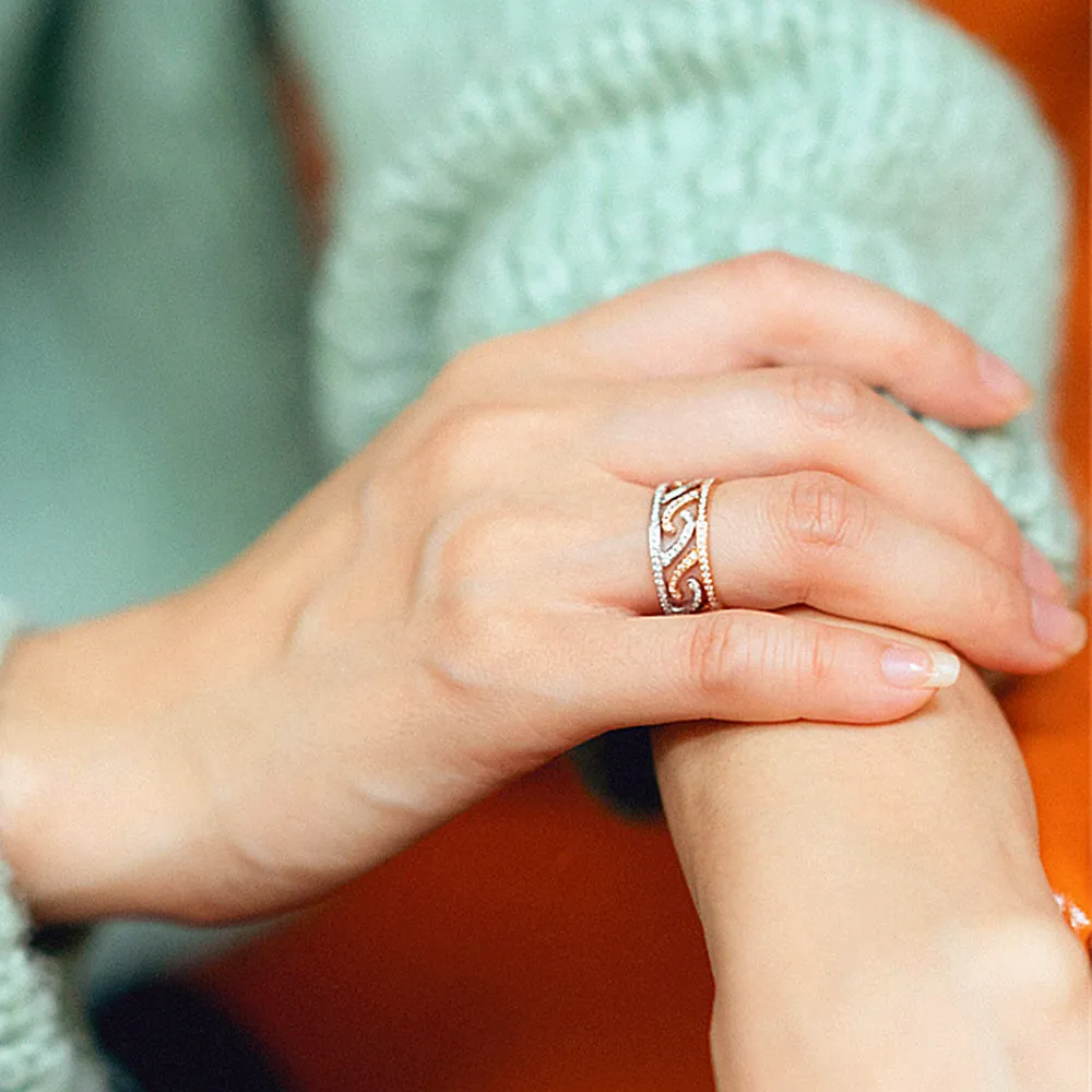 Curved Hollow Diamond Eternity Band