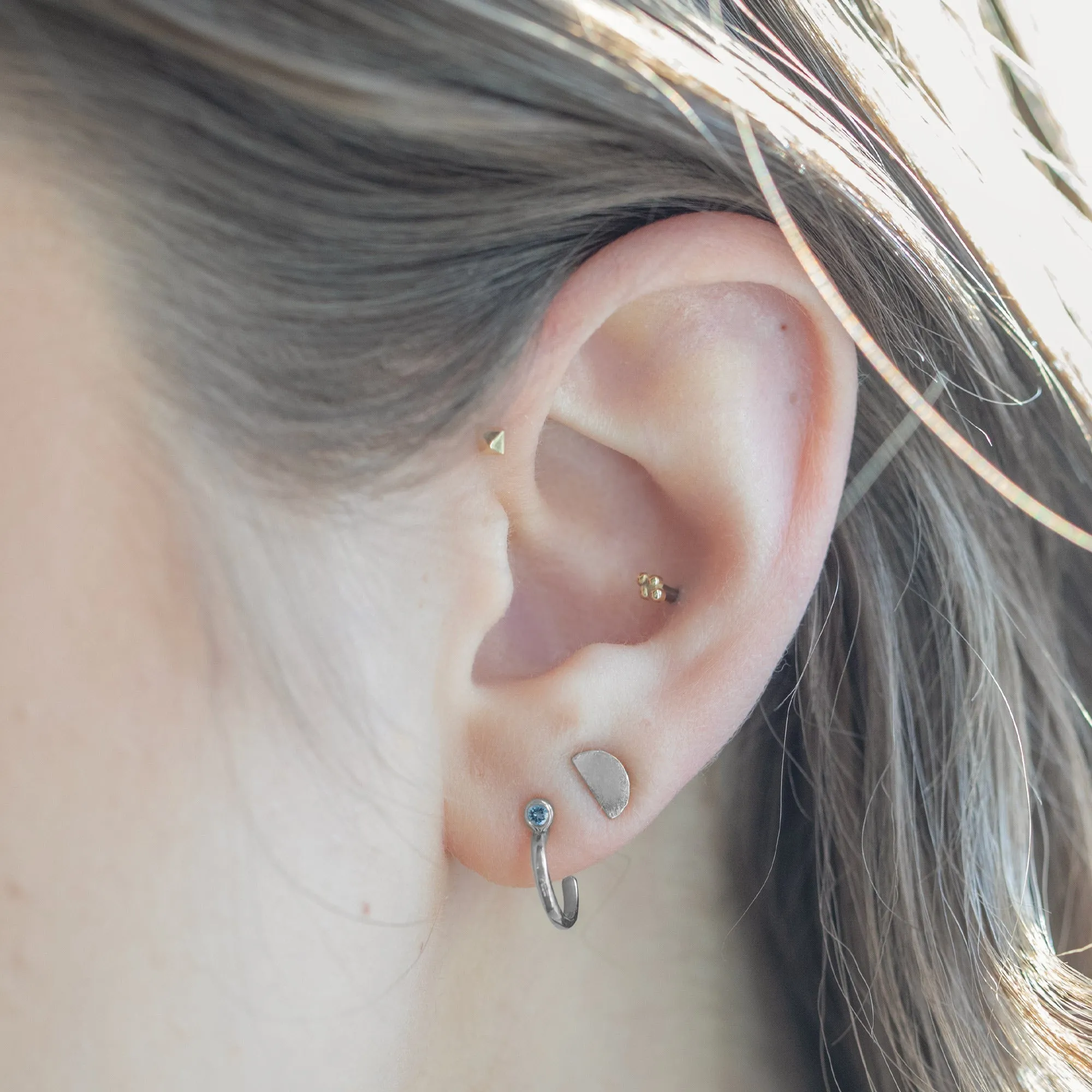 Custom Aquamarine Birthstone Hoop Earrings | 14K White Gold